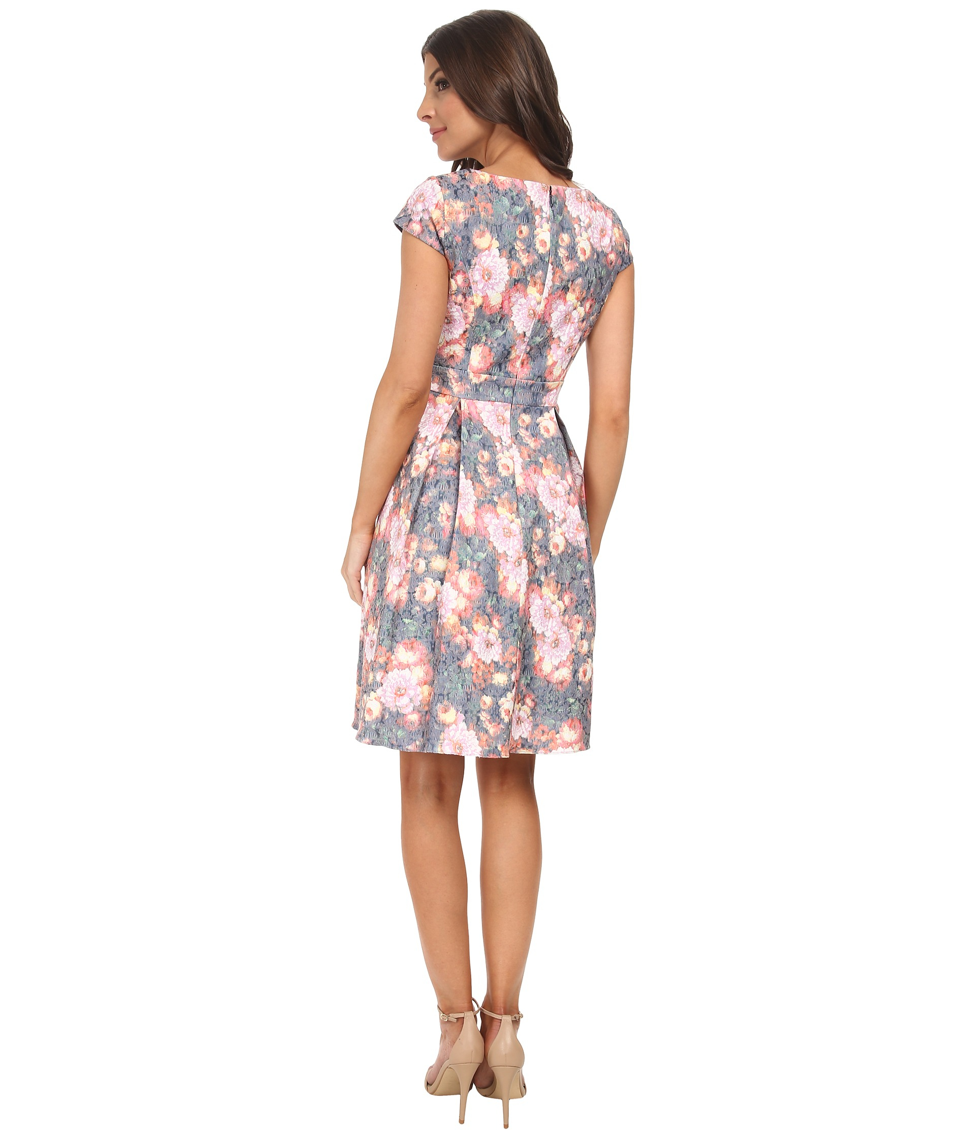 Lyst - Adrianna Papell Floral Jacquard Pleated Fit & Flare Dress