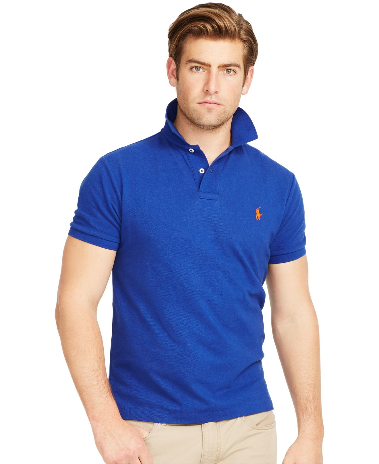 Polo Ralph Lauren Custom-fit Mesh Polo Shirt in Blue for Men (Royal) | Lyst