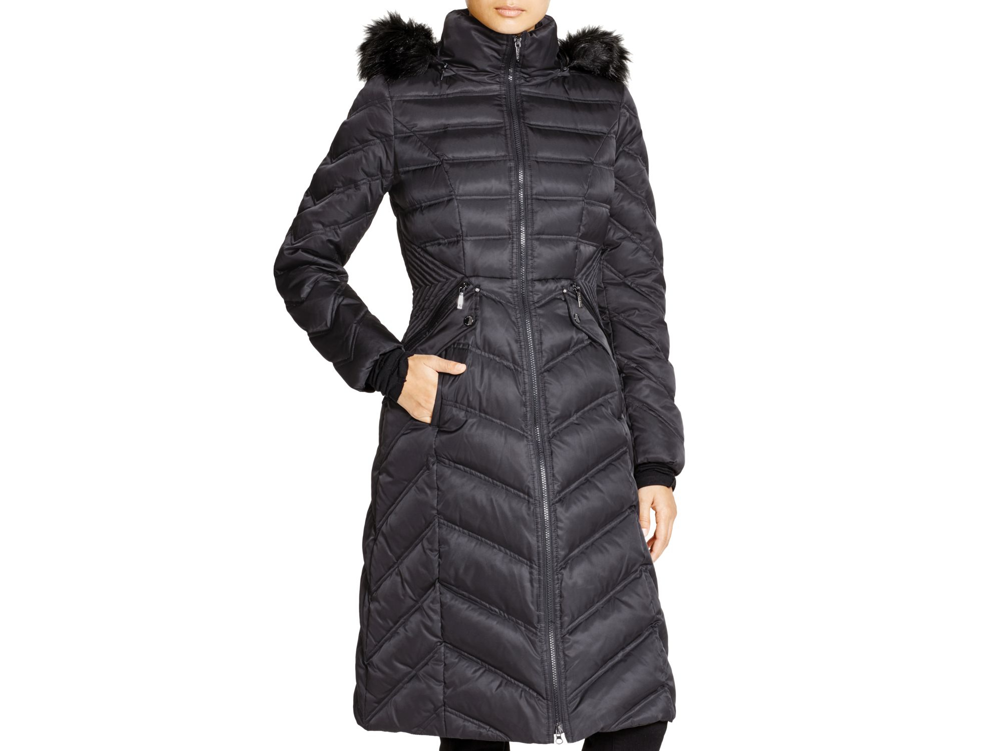 Laundry by Shelli Segal | Gray Long Maxi Puffer Coat | Lyst