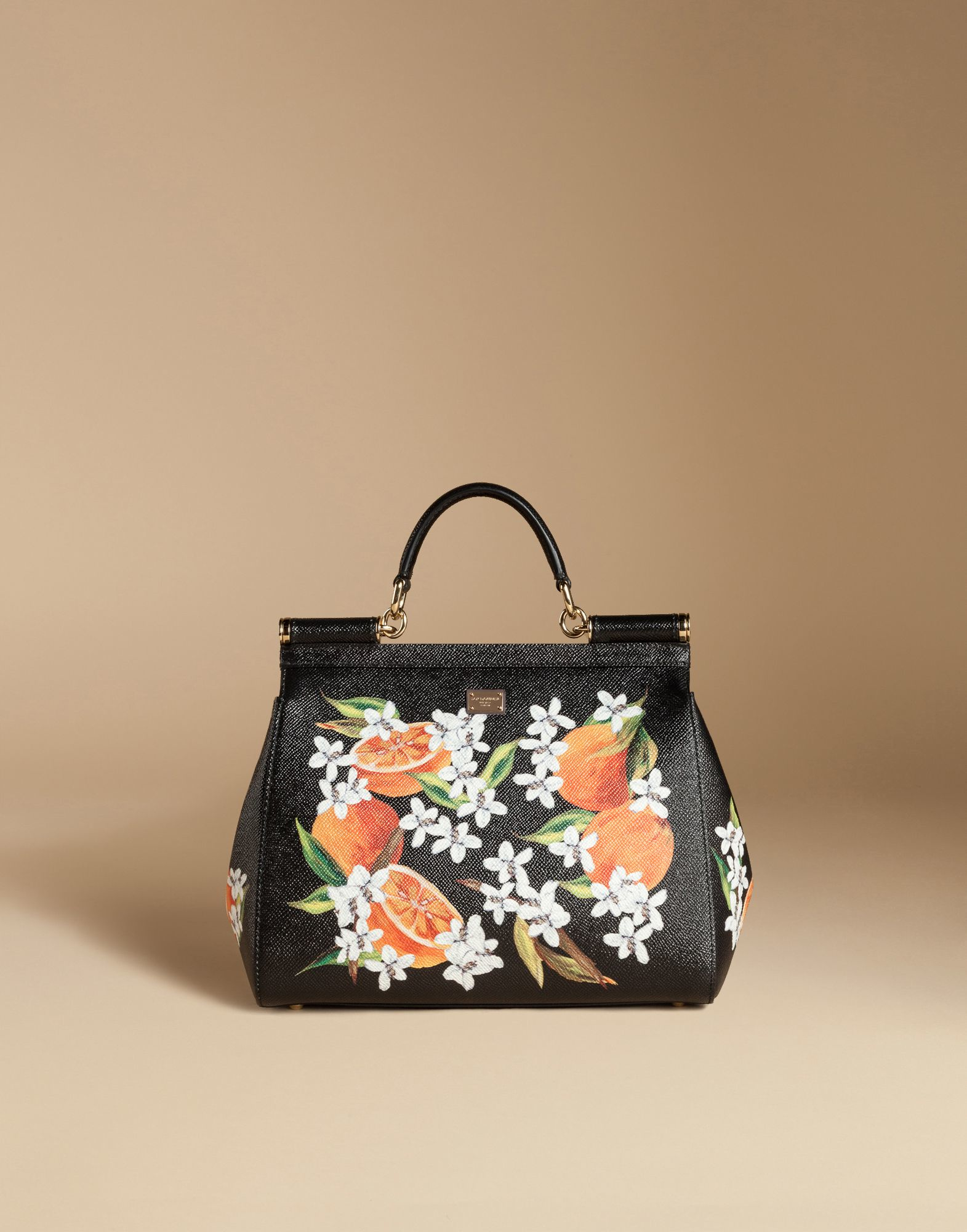 medium sicily bag in printed dauphine calfskin
