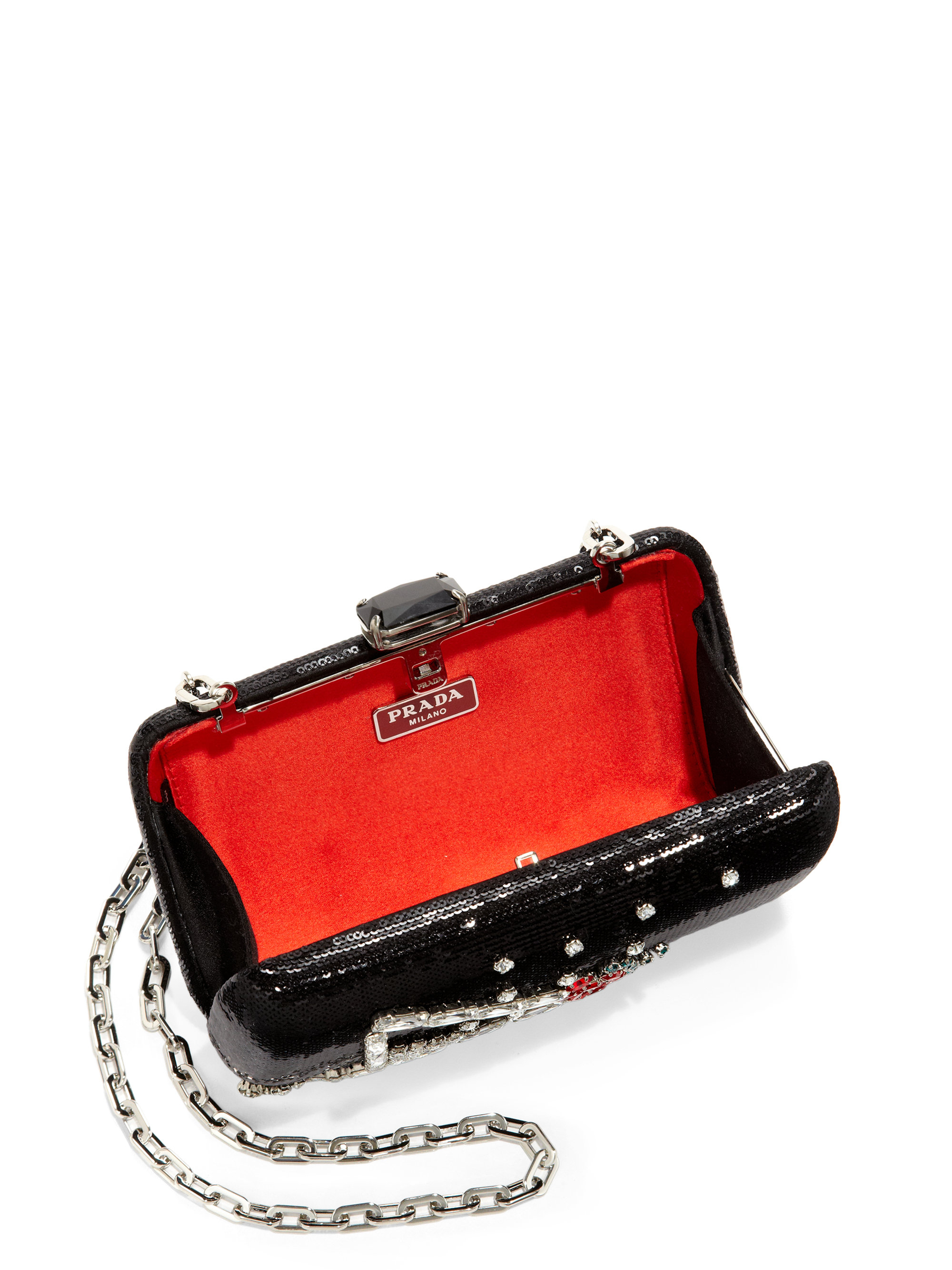 Prada Sequin Cocktail Clutch in Black (nero-black) | Lyst