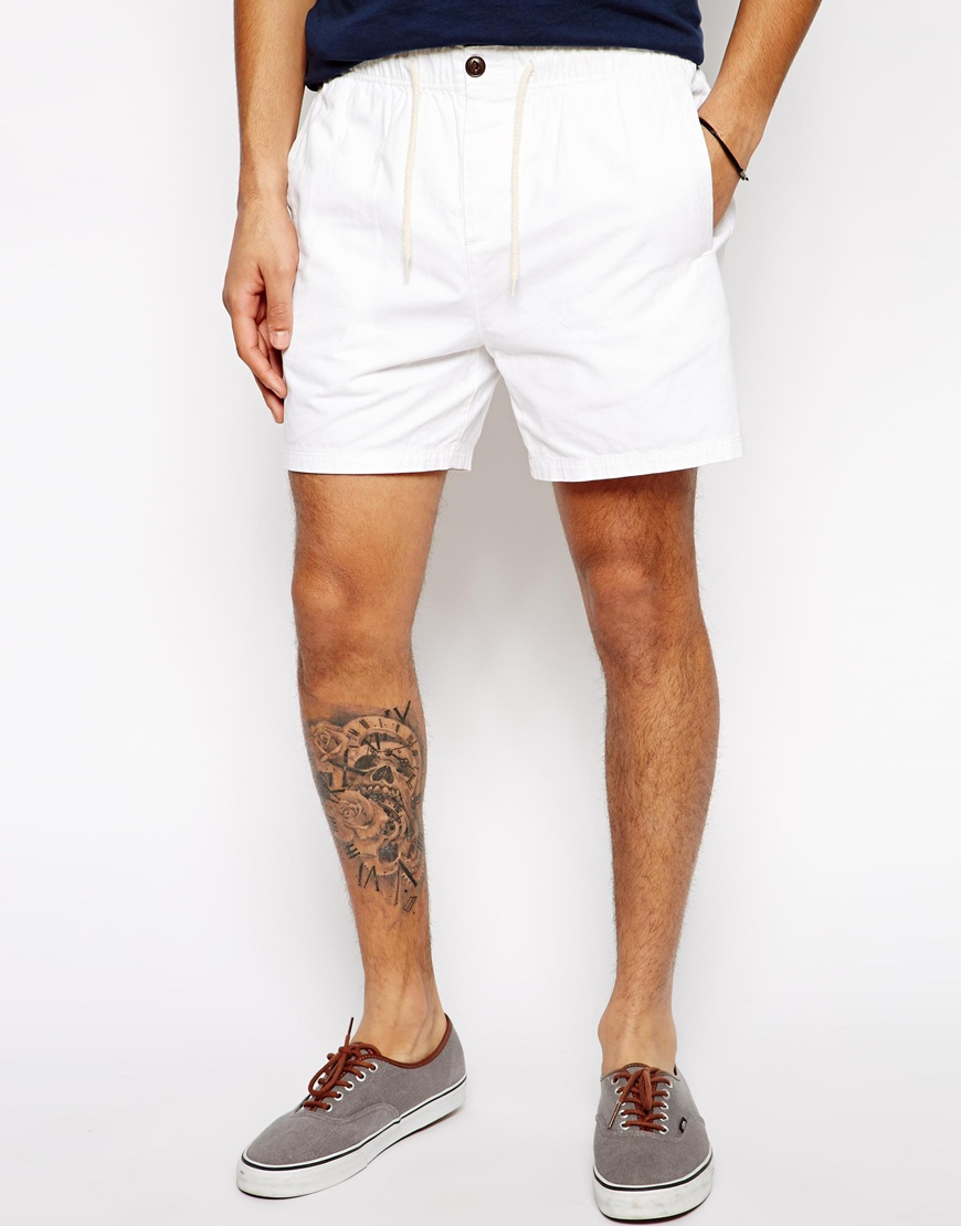 Lyst - Asos Chino Shorts with Elasticated Waist in White for Men