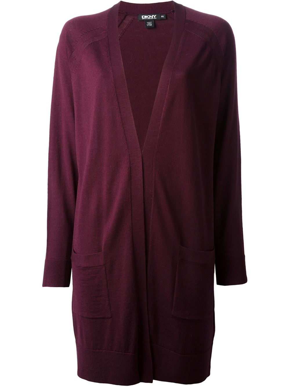 Dkny Long Open Cardigan in Red | Lyst