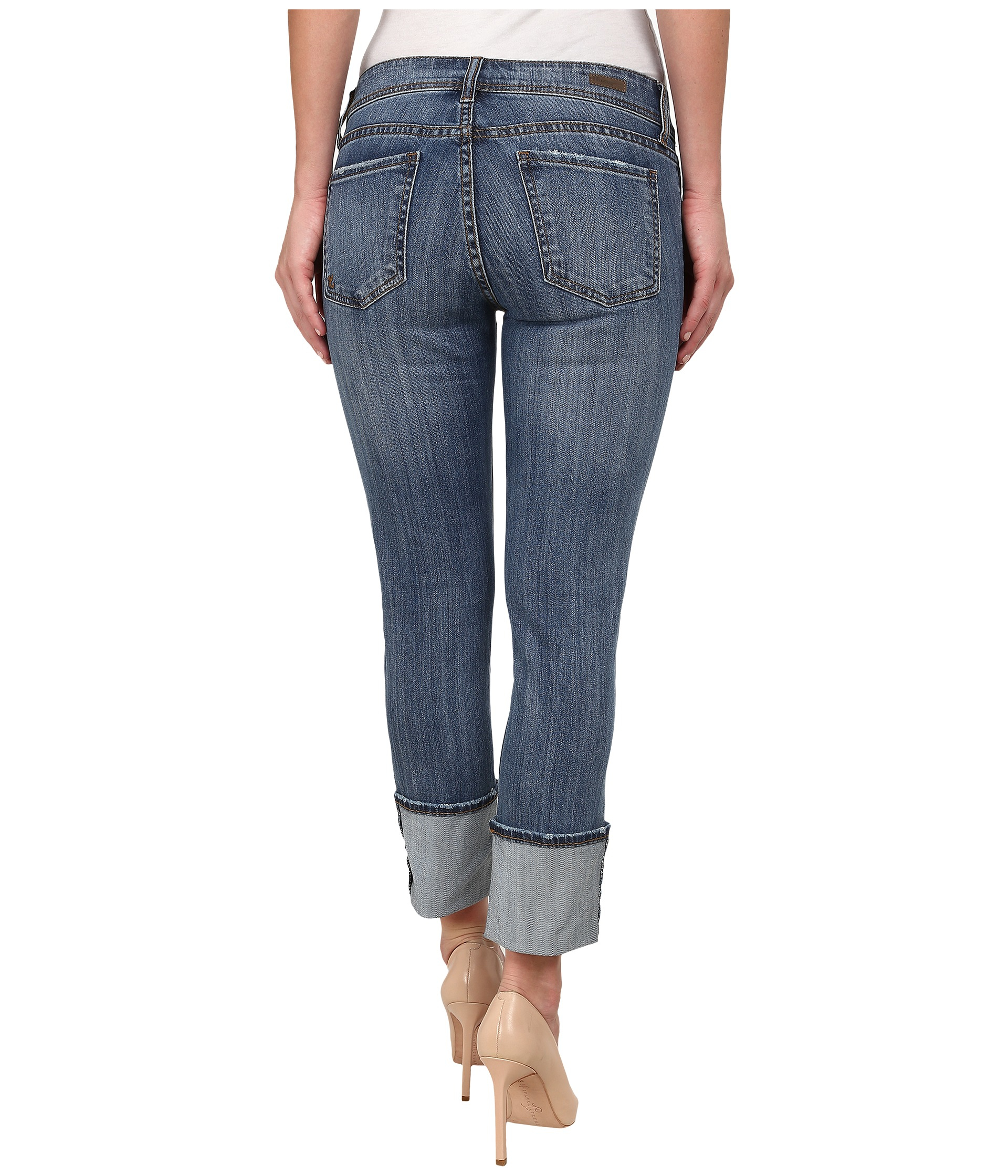 Lyst - Kut From The Kloth Cameron Straight-leg Wide Roll-up Jeans in Blue