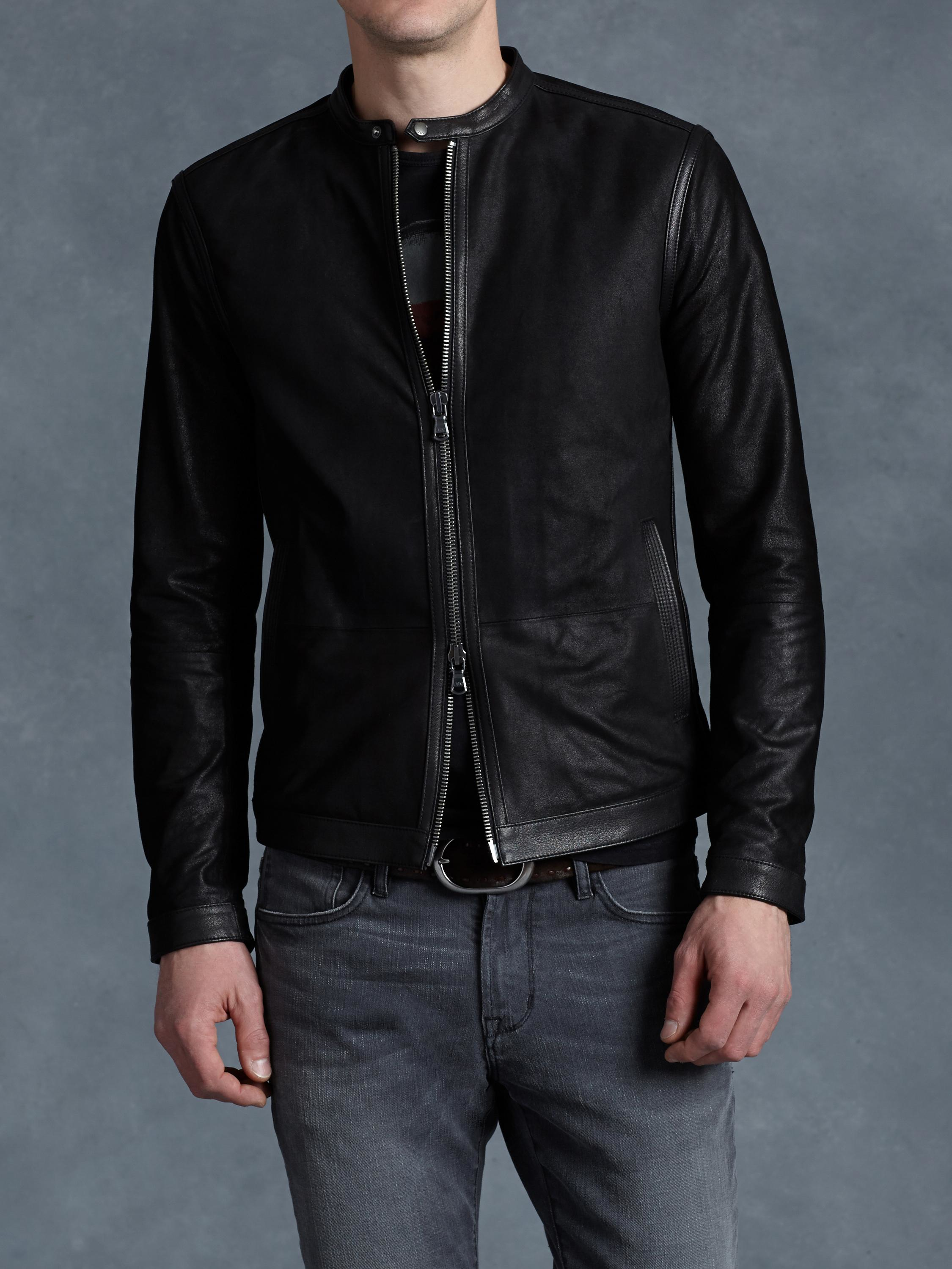 John varvatos Leather Racer Jacket in Black for Men | Lyst