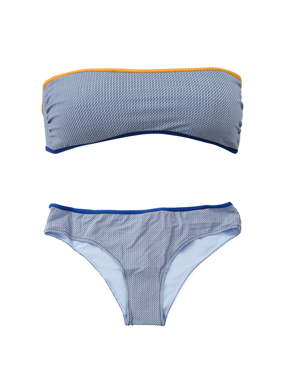 Fendi Micro-Logo Bandeau Bikini in Blue | Lyst
