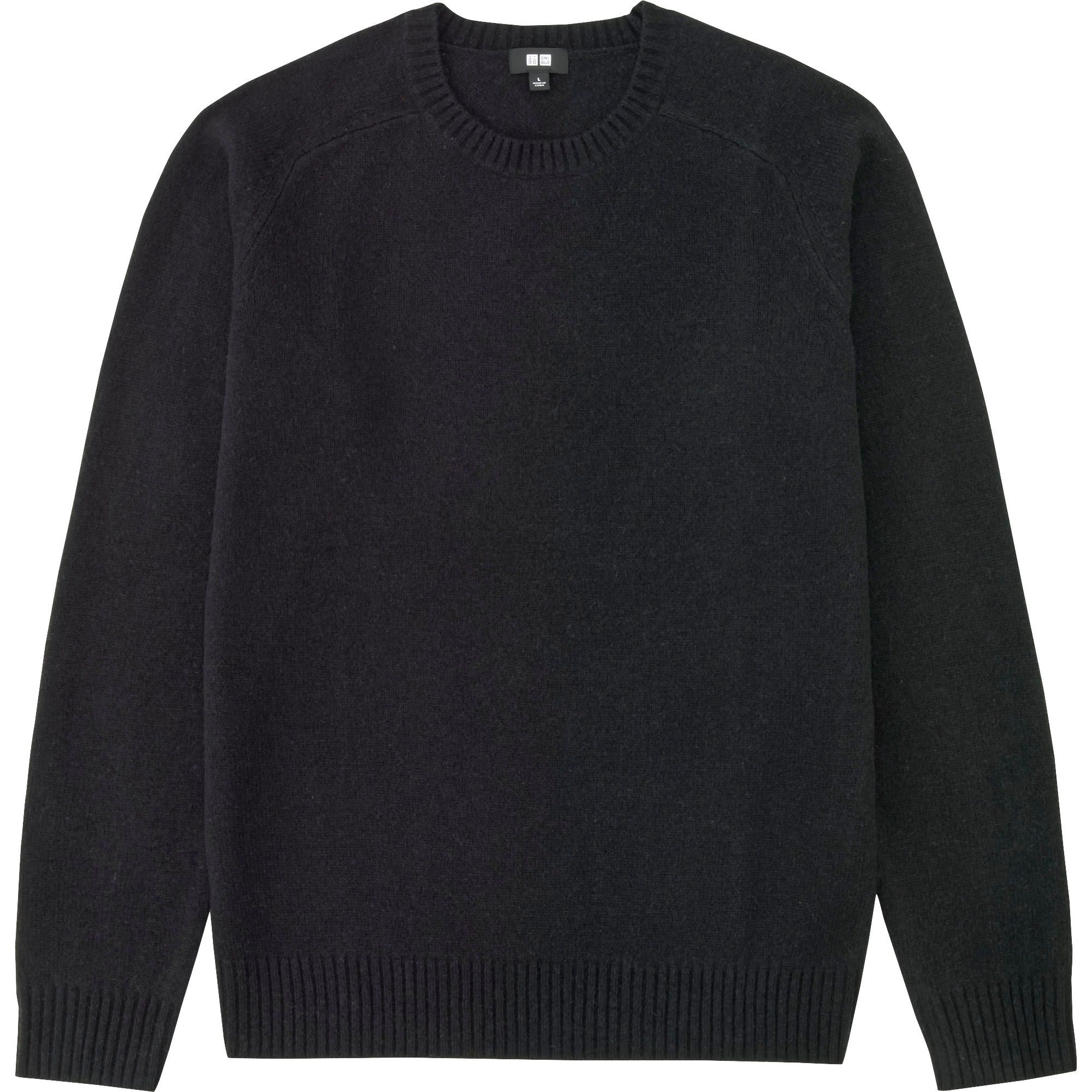 Lyst - Uniqlo Men Lambswool Crewneck Sweater in Black for Men