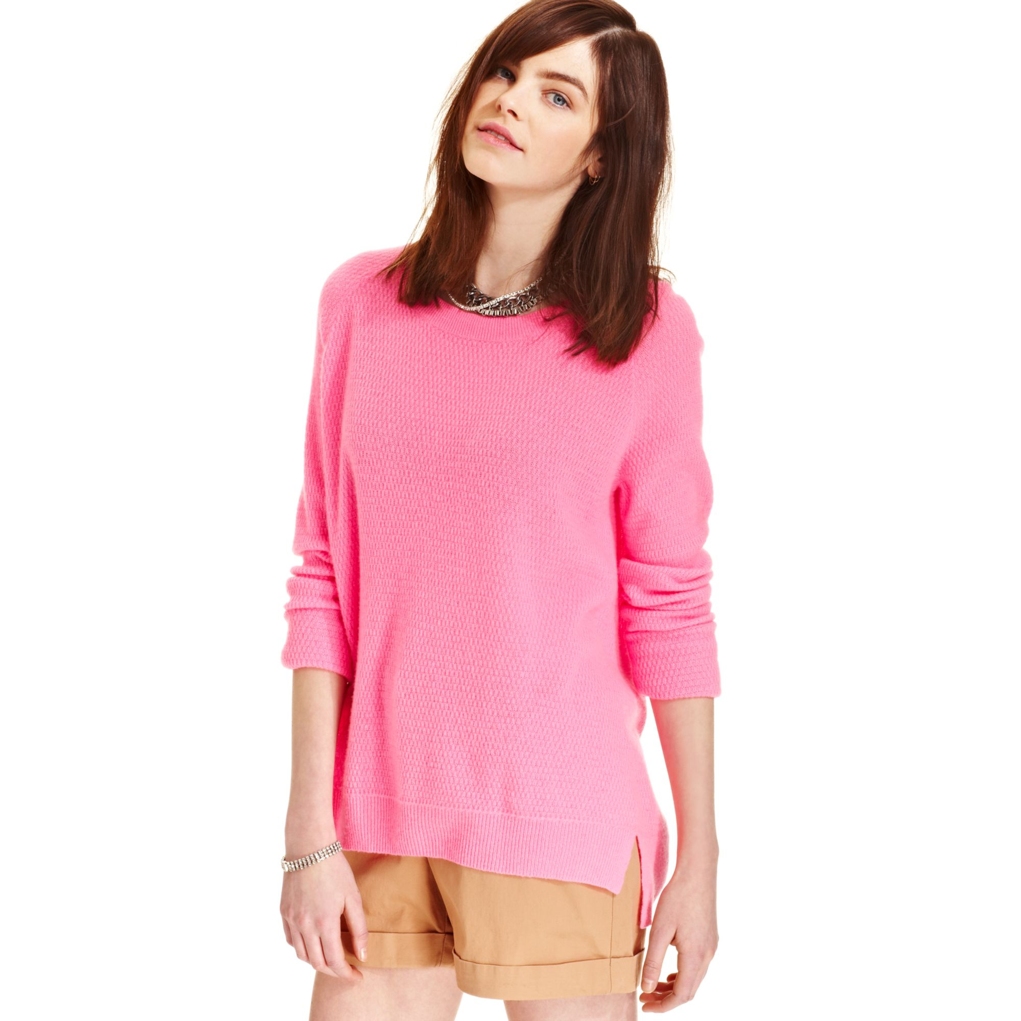 Maison Jules Textured Cashmere Sweater in Pink (Neon Pink) | Lyst