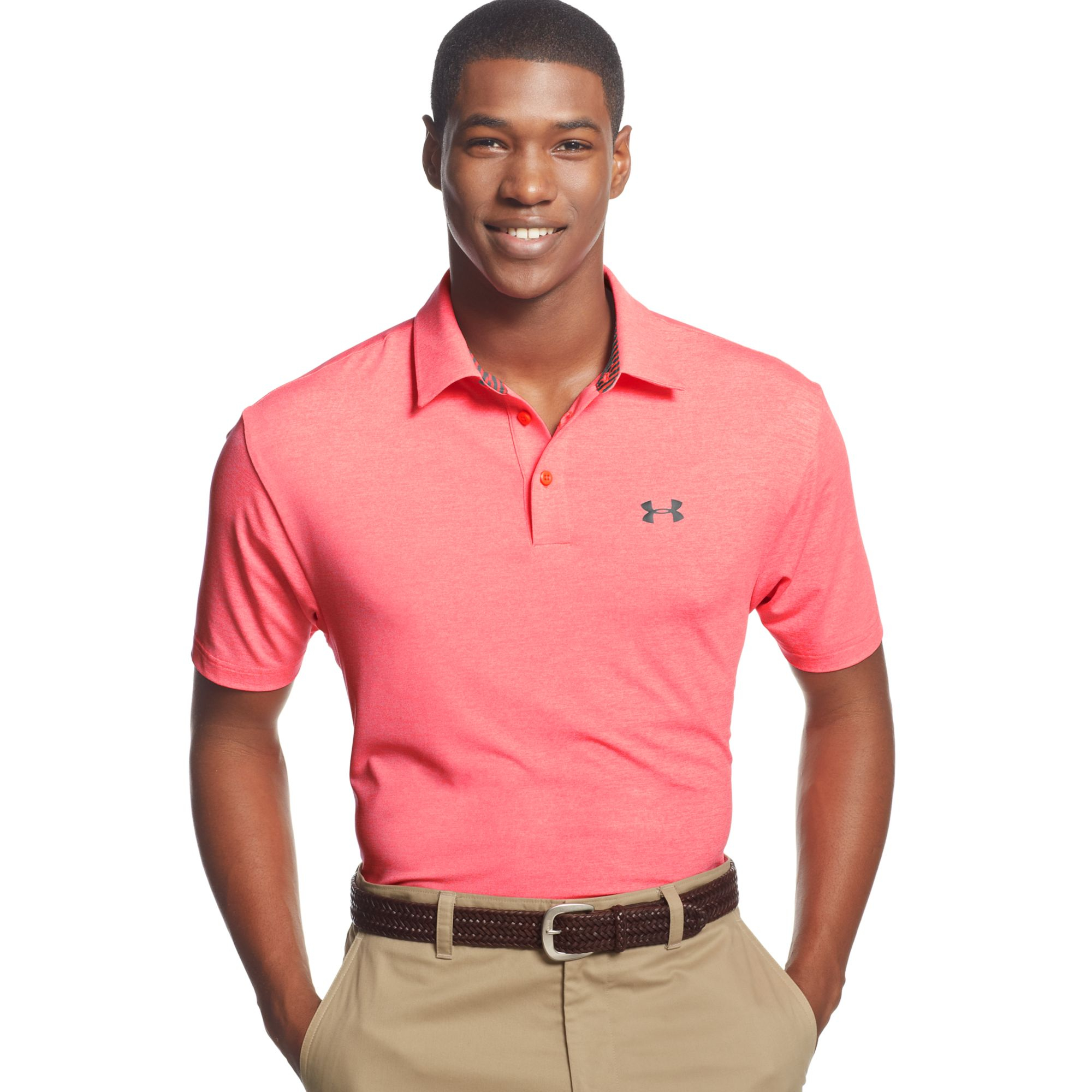 Lyst Under Armour Elevated Heather Performance Golf Polo In Pink For Men