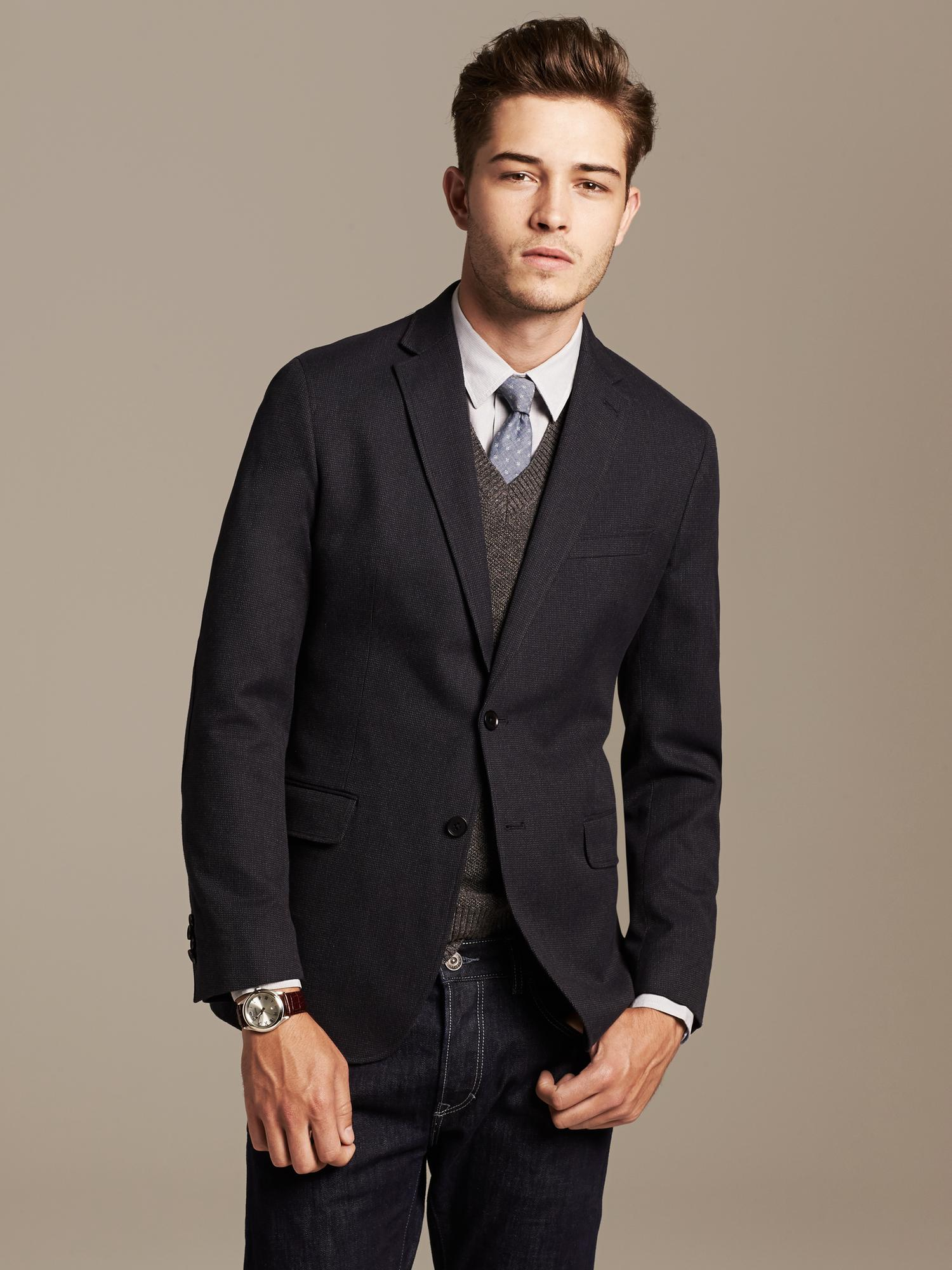 Banana Republic Tailored Fit Charcoal Cotton Blazer Charcoal in Gray ...