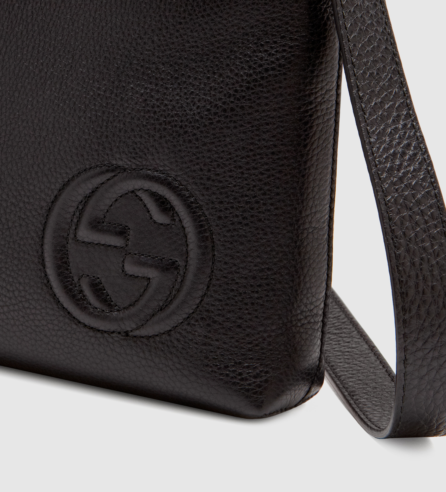 black leather gucci man bag