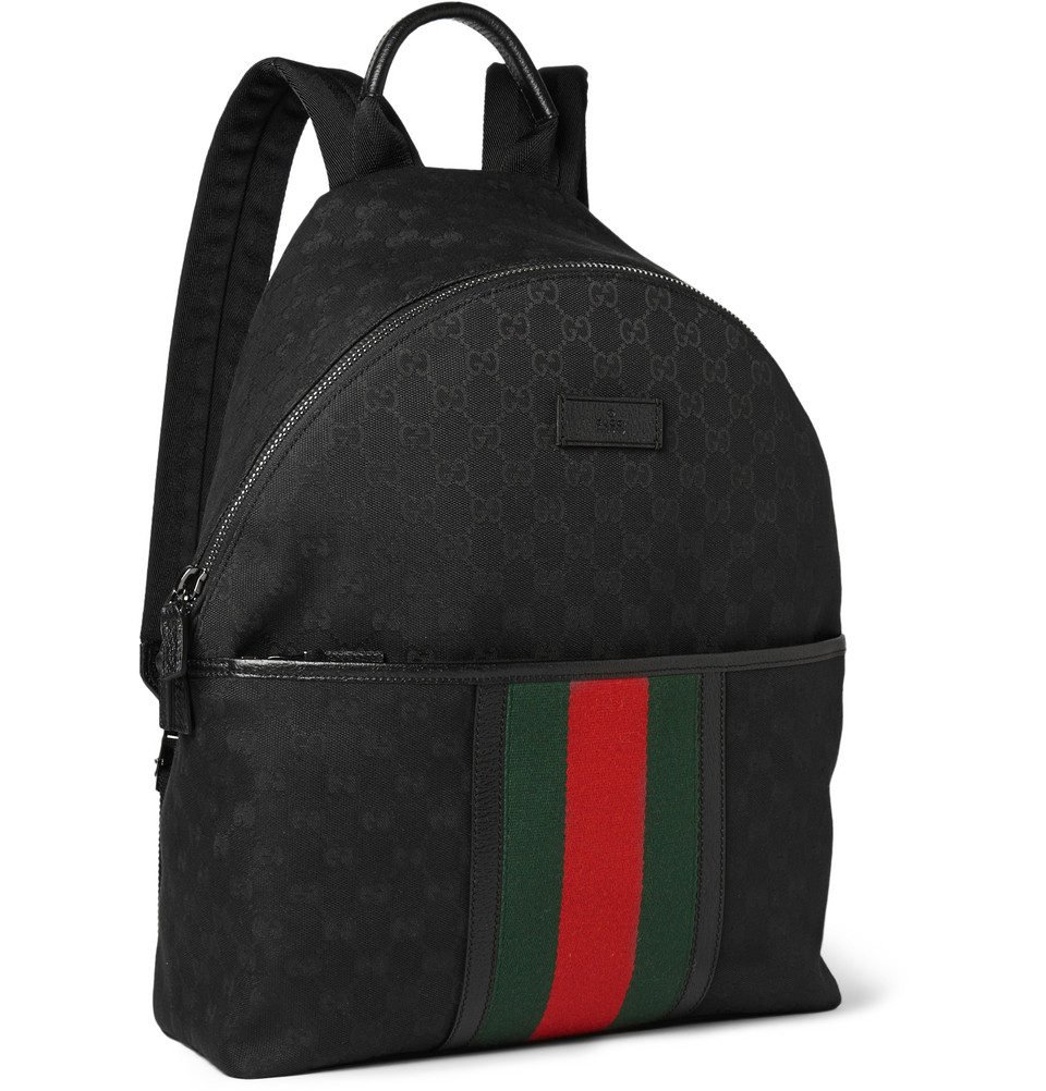 Gucci Leather-Trimmed Canvas Backpack in Black for Men | Lyst