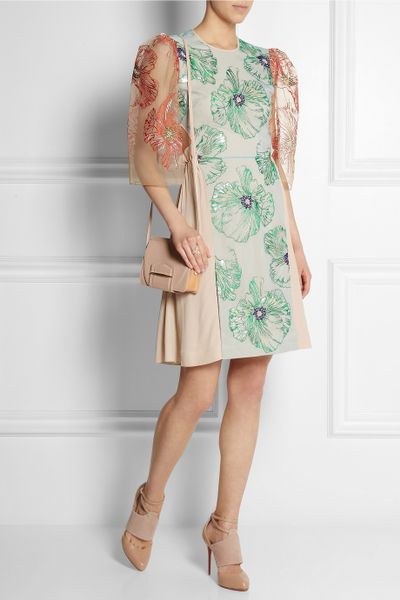 Jonathan Saunders Fiona Embroidered Tulle And Crepe Dress in Multicolor ...