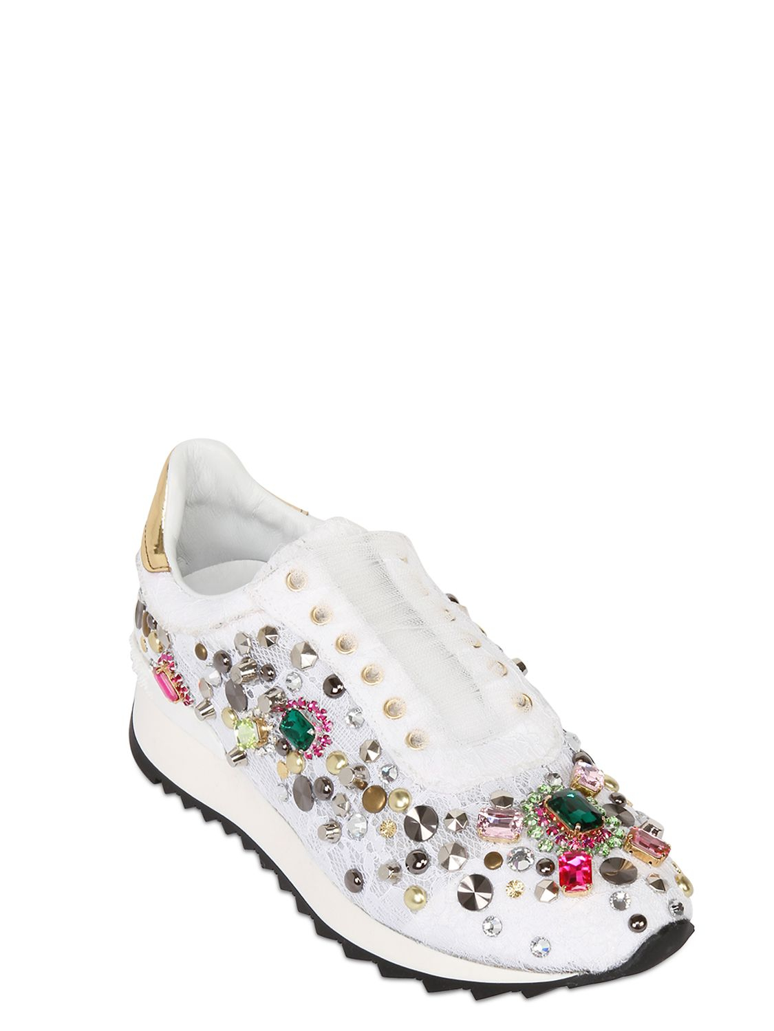 Lyst - Casadei Limit.ed Embellished Lace Sneakers in White for Men