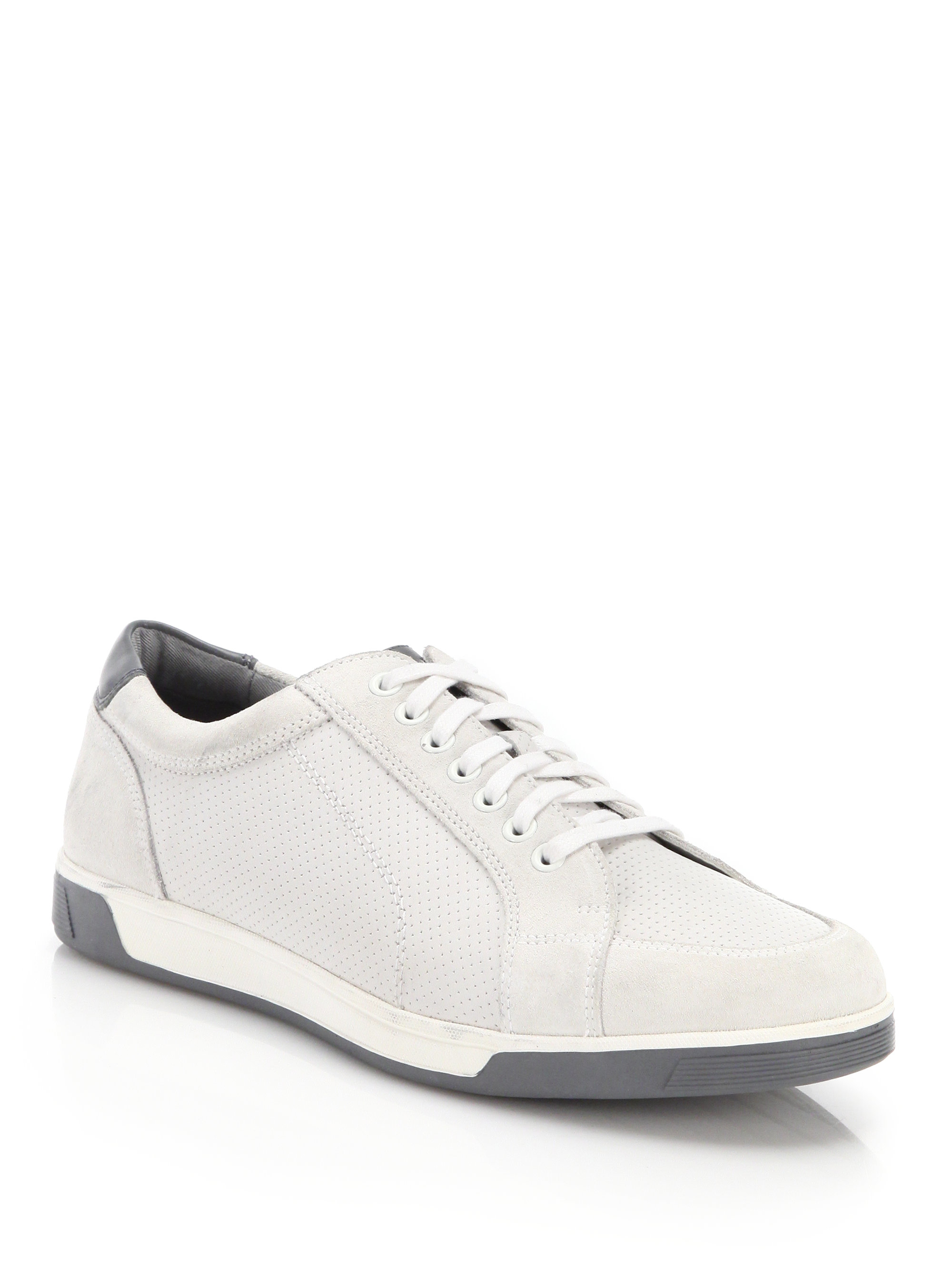 Lyst - Cole haan Vartan Sport Leather & Suede Sneakers in White for Men