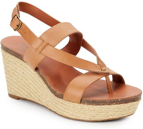 Lucky Brand Naturale Leather Espadrille Wedge Sandals in Brown (tan) | Lyst