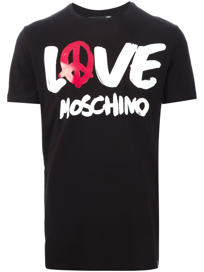 Love moschino Logo Print T-Shirt in Red for Men | Lyst