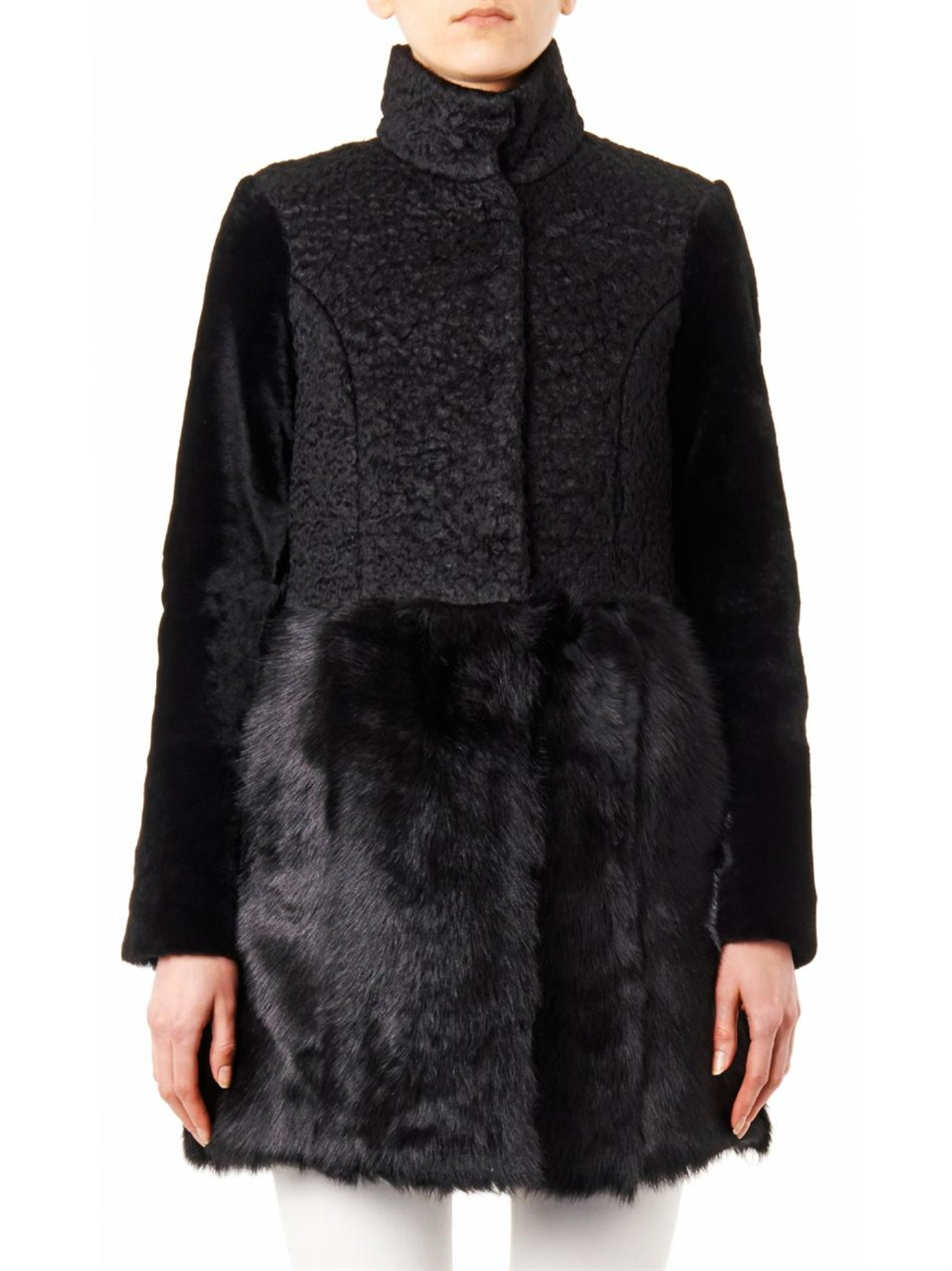 Drome MultiTextured MohairBlend Coat in Black Lyst