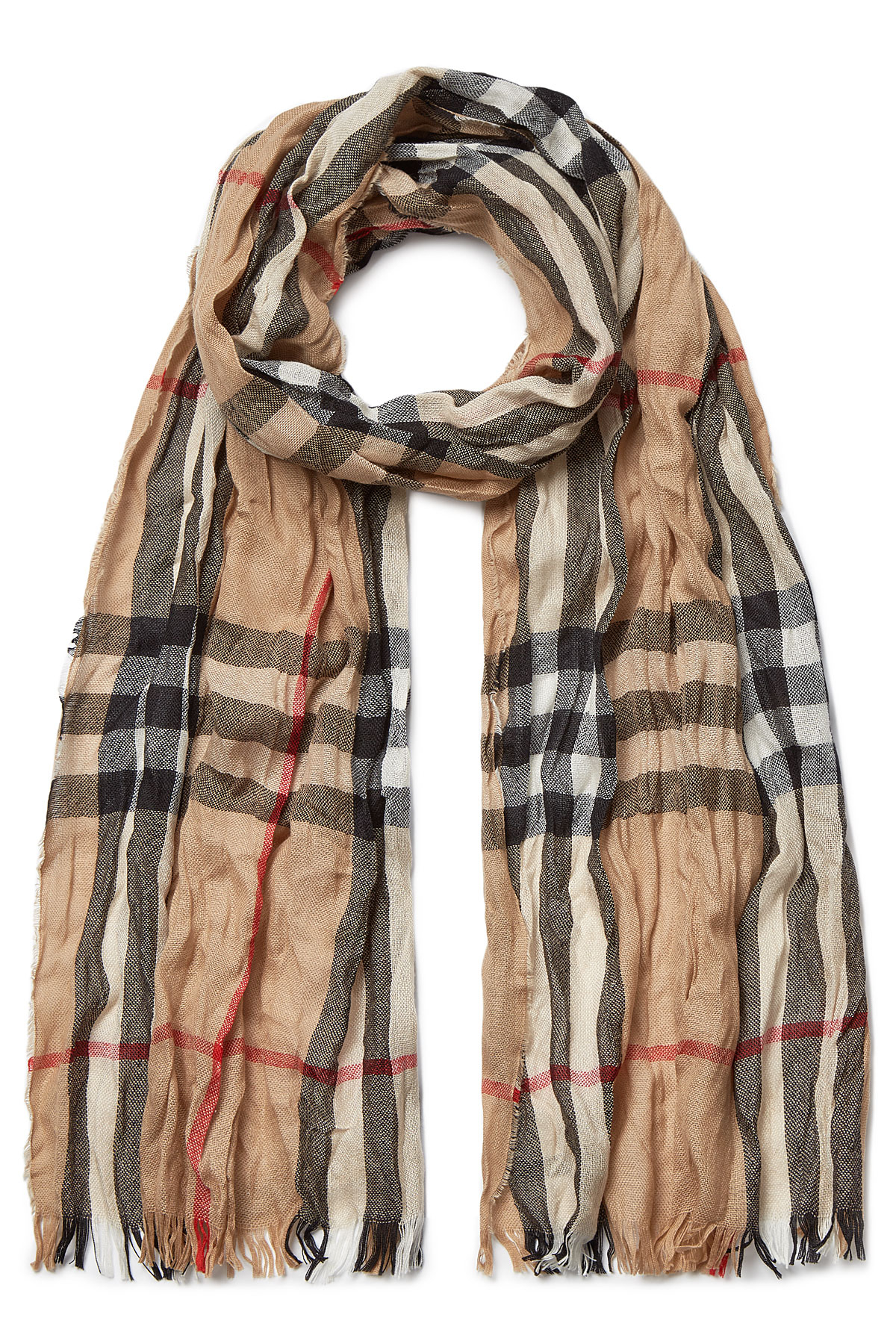 Burberry Wool-cashmere Giant Check Crinkle Scarf in Multicolor for Men