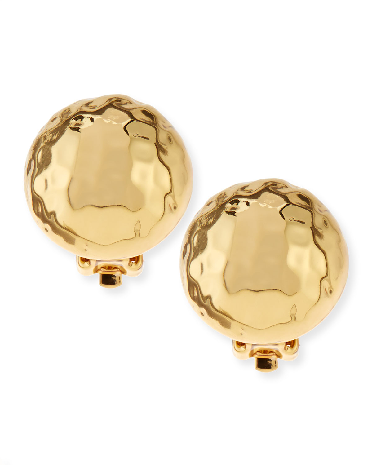 Lyst Nest Clip On Hammered Gold Plated Half Ball Stud Earrings In Gallery