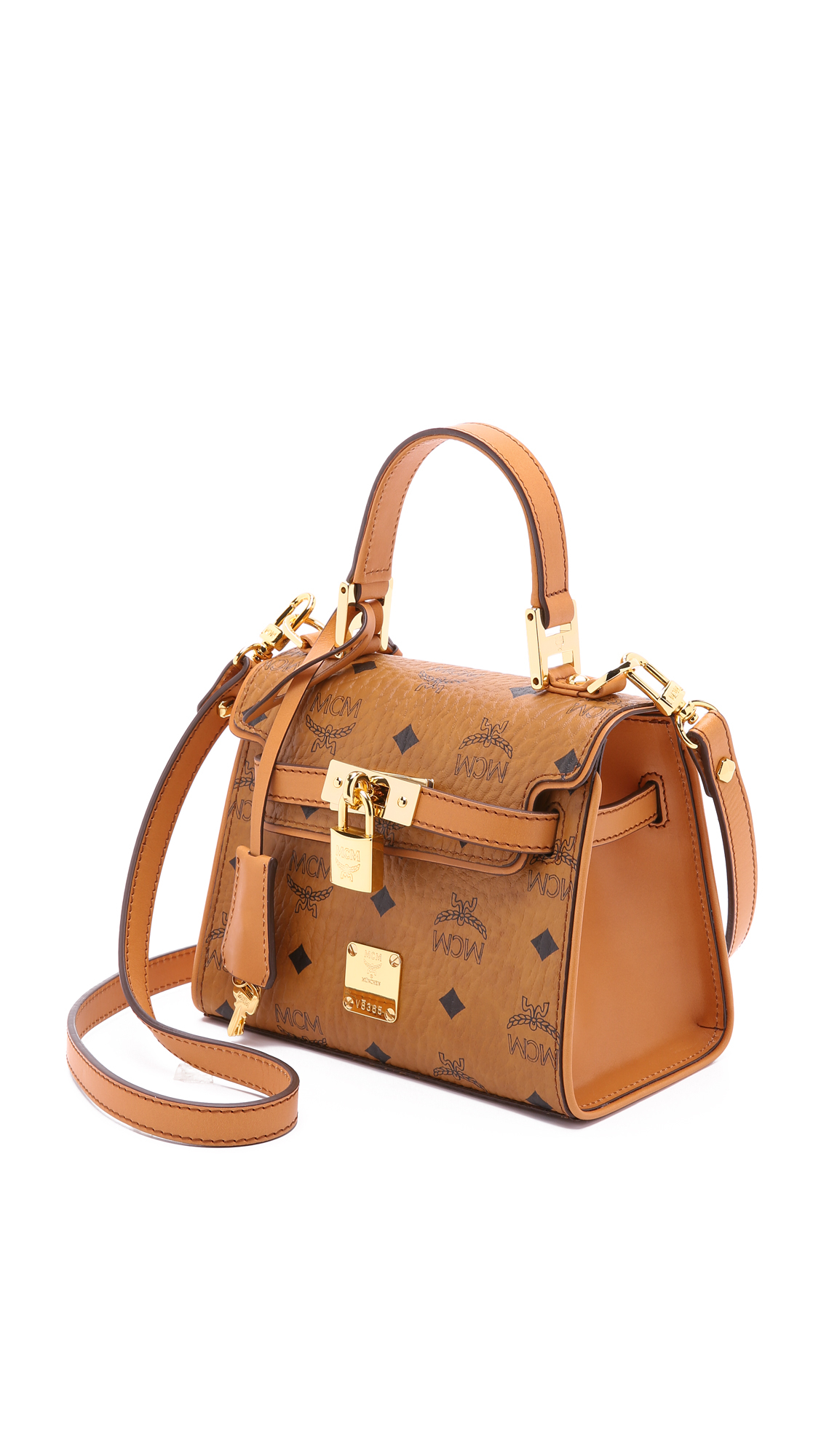 Lyst Mcm Front Lock Cross Body Bag Cognac In Brown Gallery