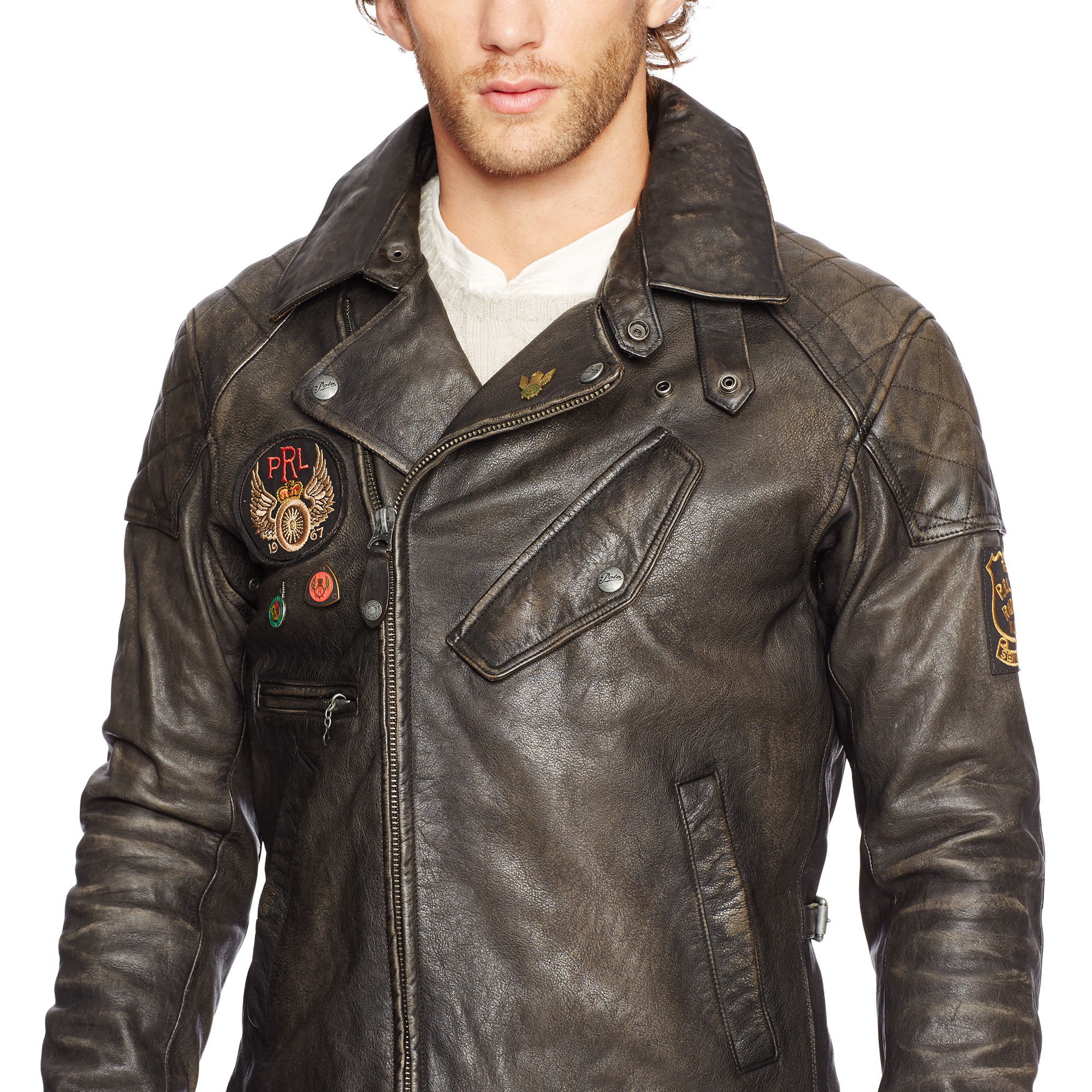 Polo Ralph Lauren Leather Motorcycle Jacket In Black For Men Lyst Gallery