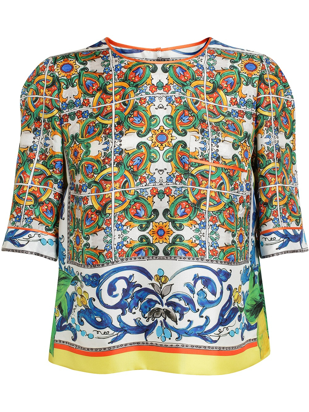Lyst - Dolce & Gabbana White Knit with Floral Pattern Silk ...