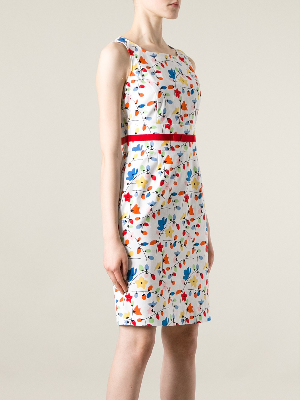Lyst - Love Moschino Floral Printed Dress in White