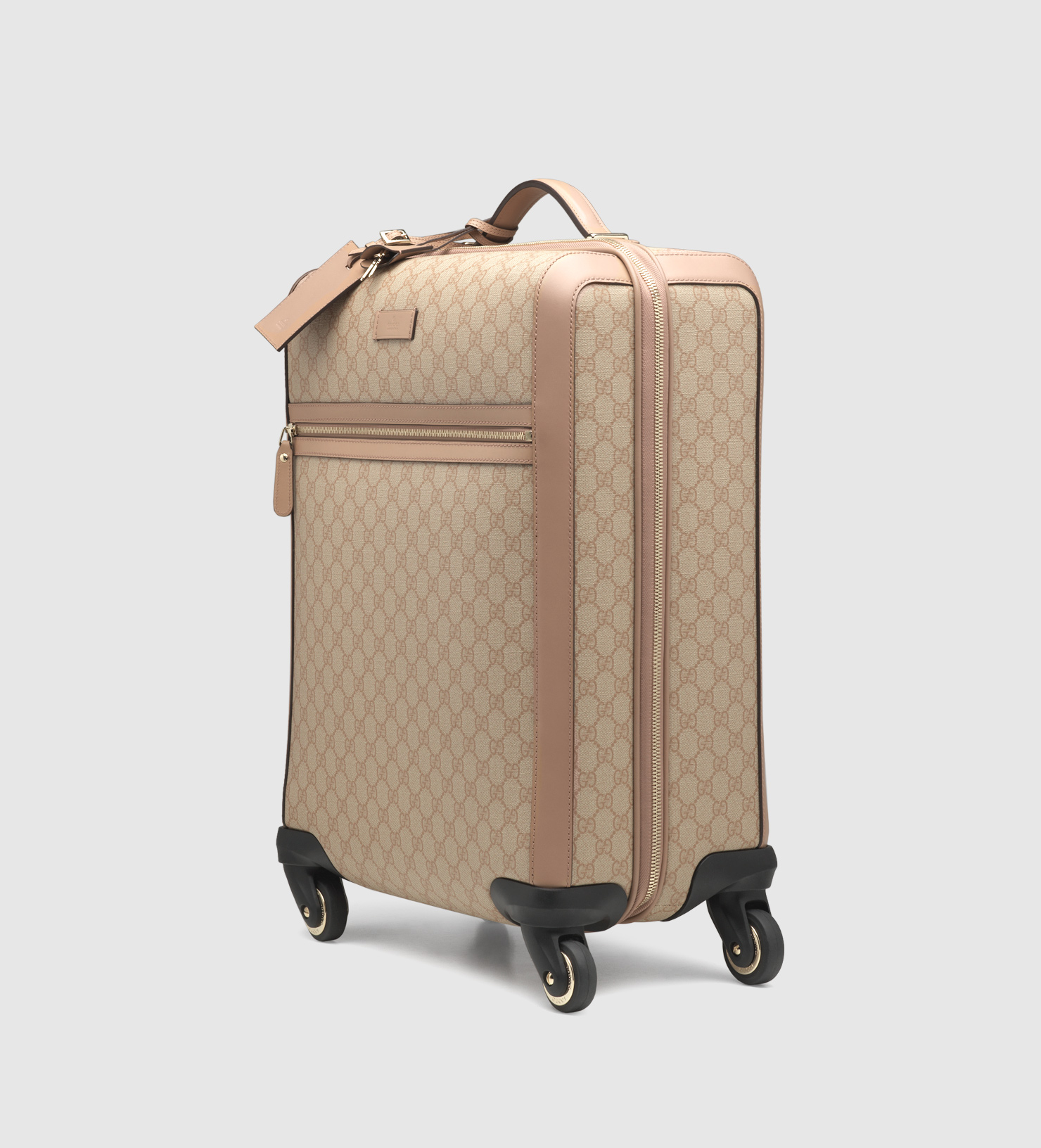 Gucci Gg Supreme Canvas Four Wheel Carry-on Suitcase in Natural | Lyst