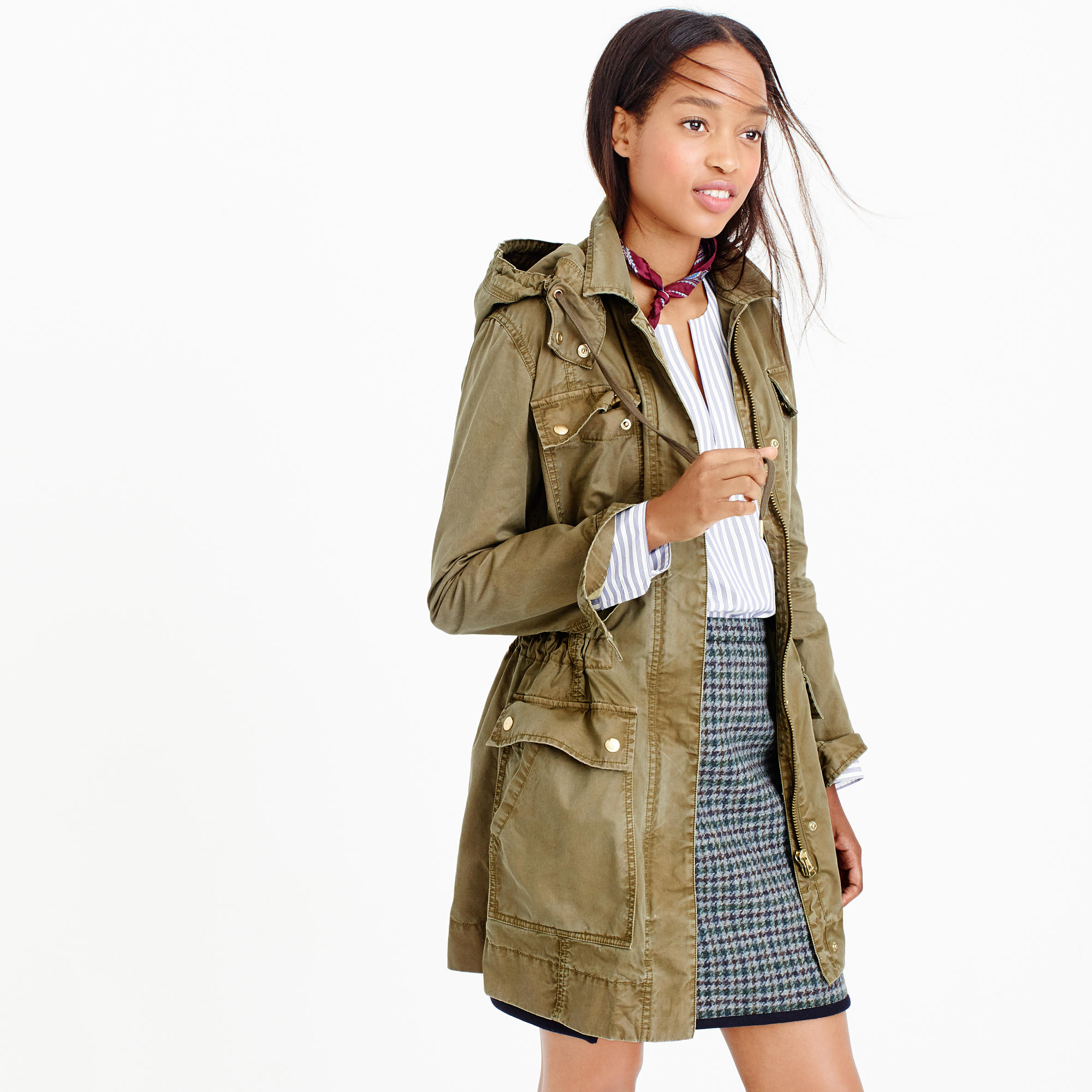 J.crew Twill Military Anorak Coat in Green Lyst