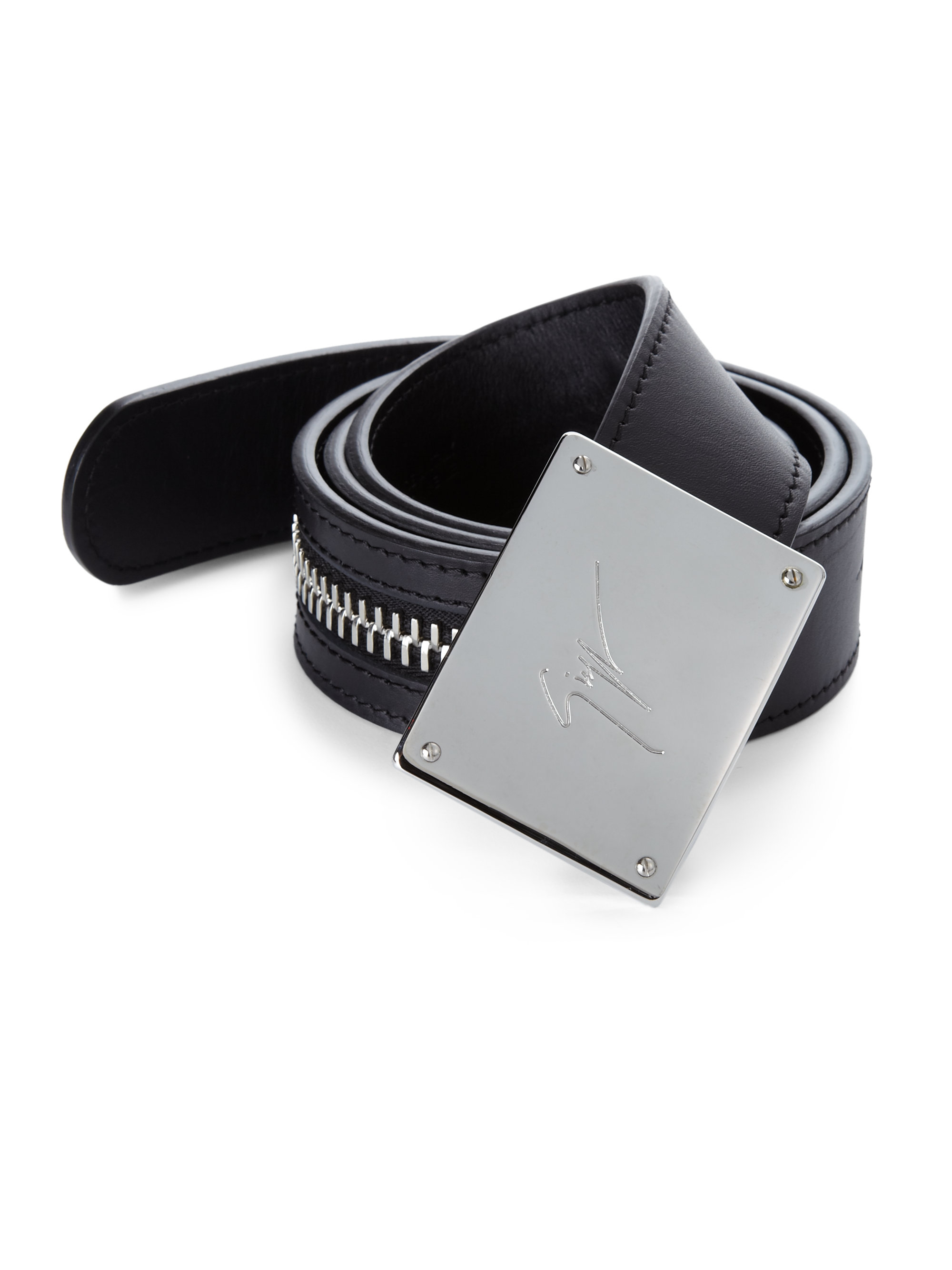 Lyst - Giuseppe Zanotti Leather Zipper Belt in Black for Men