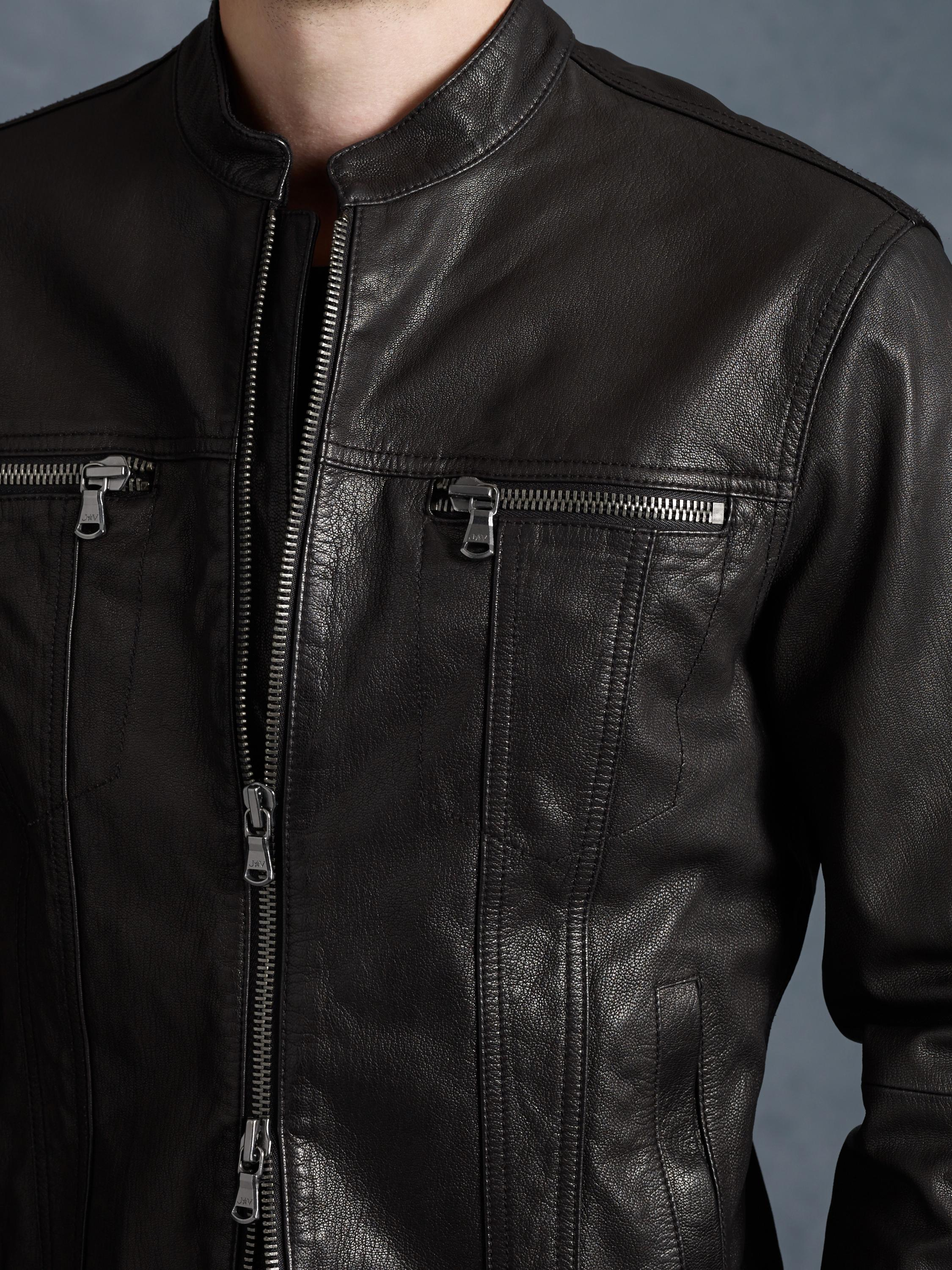 John varvatos Jean Style Leather Jacket in Black for Men | Lyst