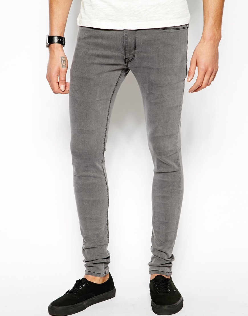 Asos Extreme Super Skinny Jeans In Light Grey In Gray For Men Lyst 8232