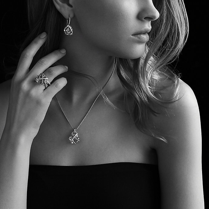 David Yurman Cable Wrap Drop Earrings With Diamonds In Black Lyst Gallery