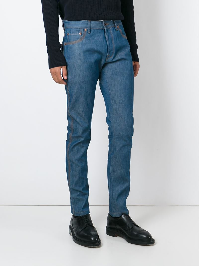 Lyst - Valentino Slim Fit Jeans in Blue for Men