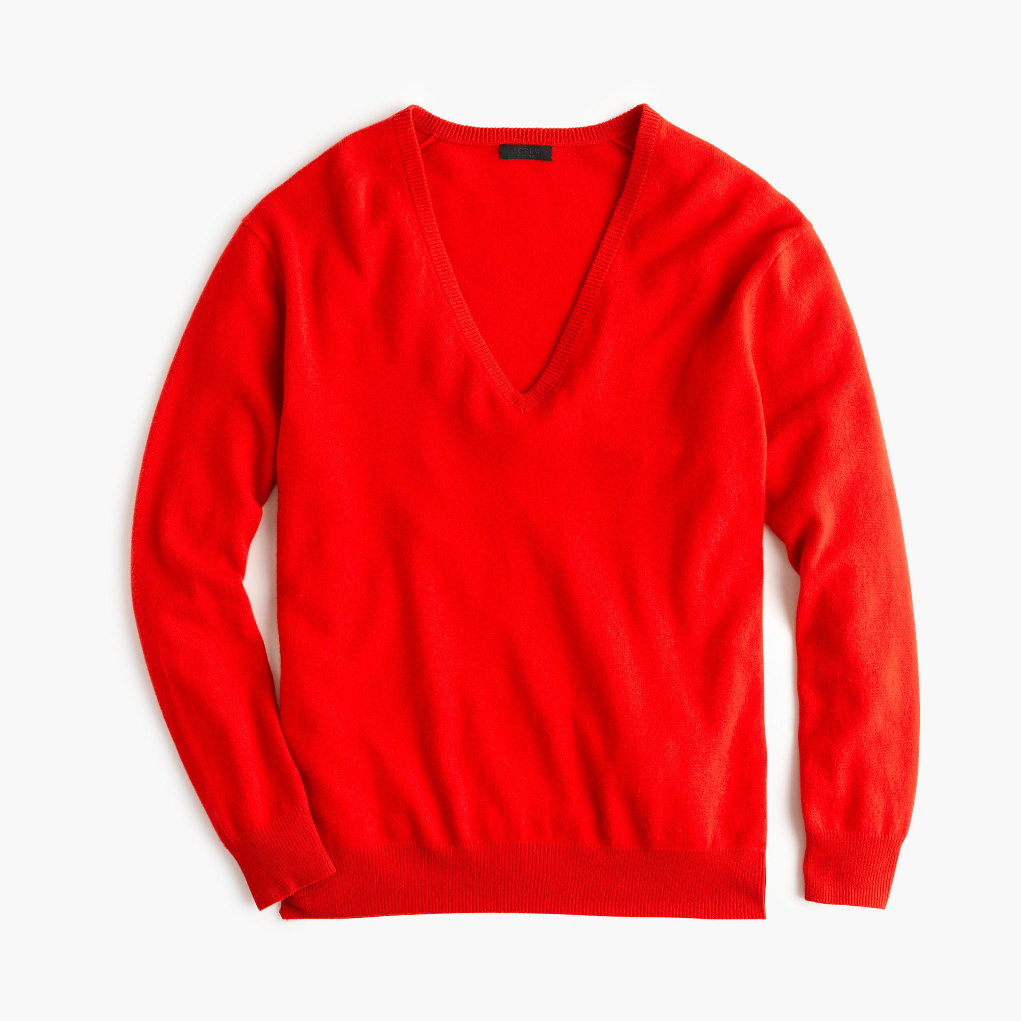 J.crew Italian Cashmere Boyfriend V-neck Sweater in Red (vivid flame ...