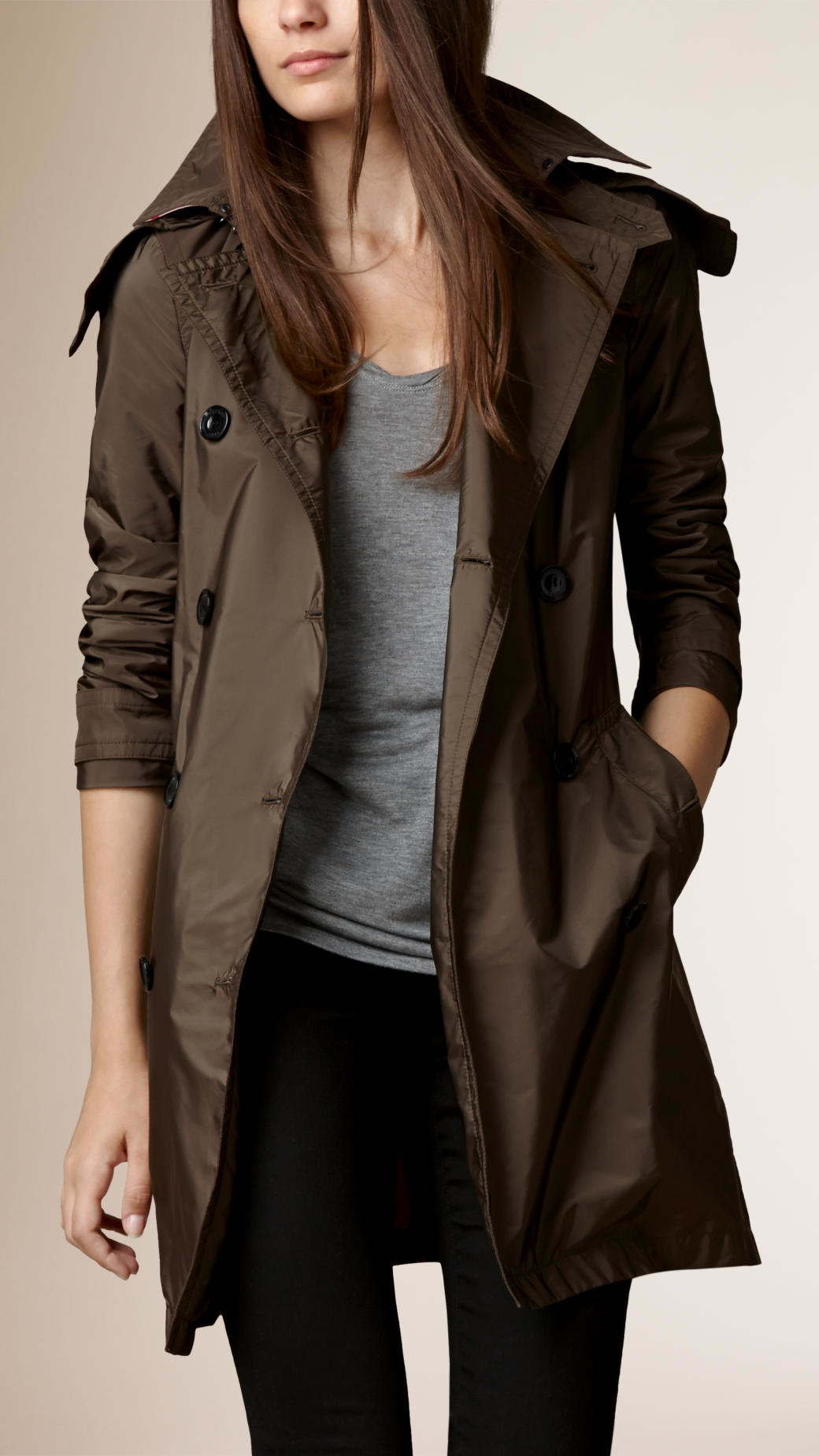 Lyst - Burberry Lightweight Hooded Trench Coat in Green