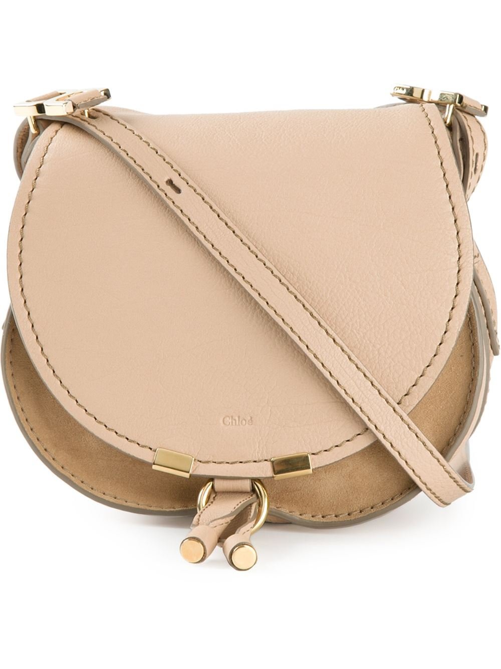 Chlo Marcie Leather Cross-Body Bag in Beige (nude \u0026amp; neutrals) | Lyst