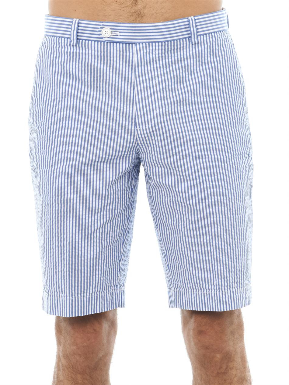 Lyst - Brooks brothers Striped Seersucker Shorts in Blue for Men