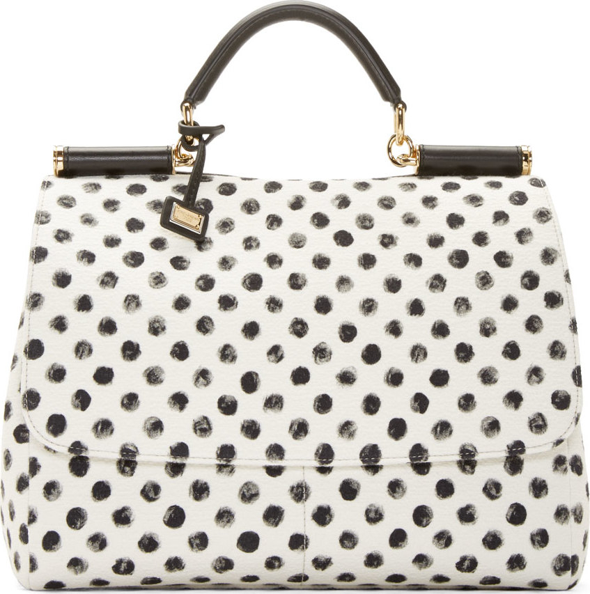 Lyst Dolce Gabbana White Polka Dot Medium Miss Sicily Bag In Gallery