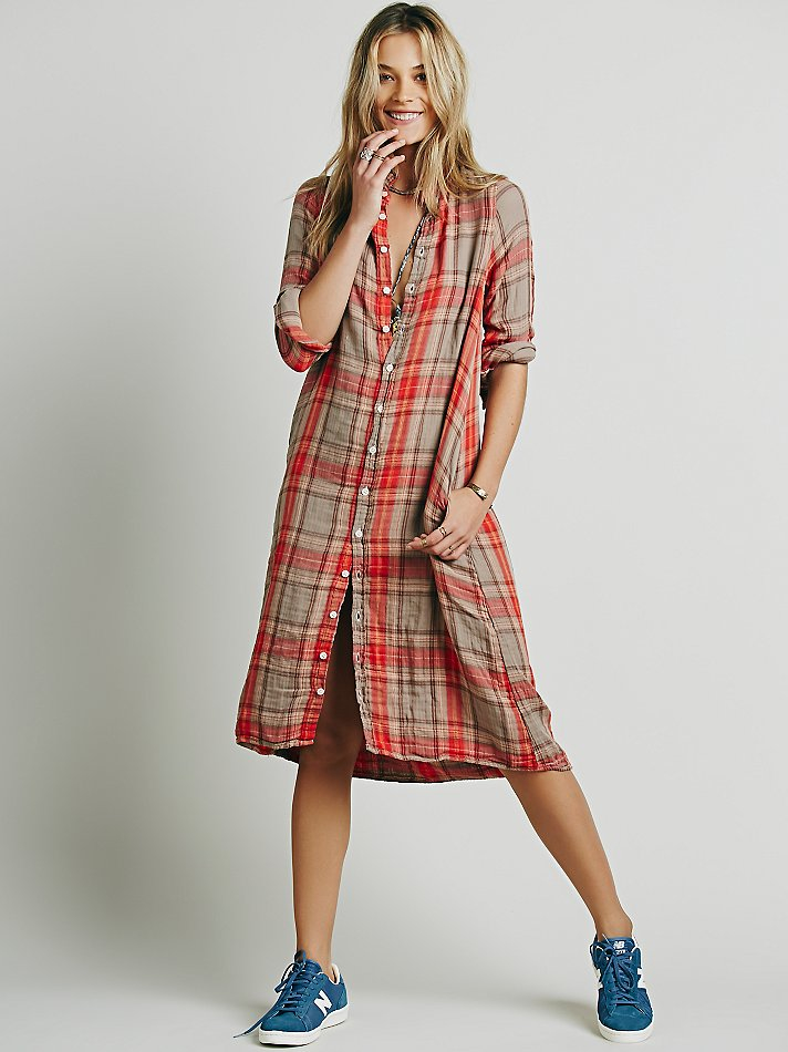 Lyst - Free People Plaid Maxi in Red