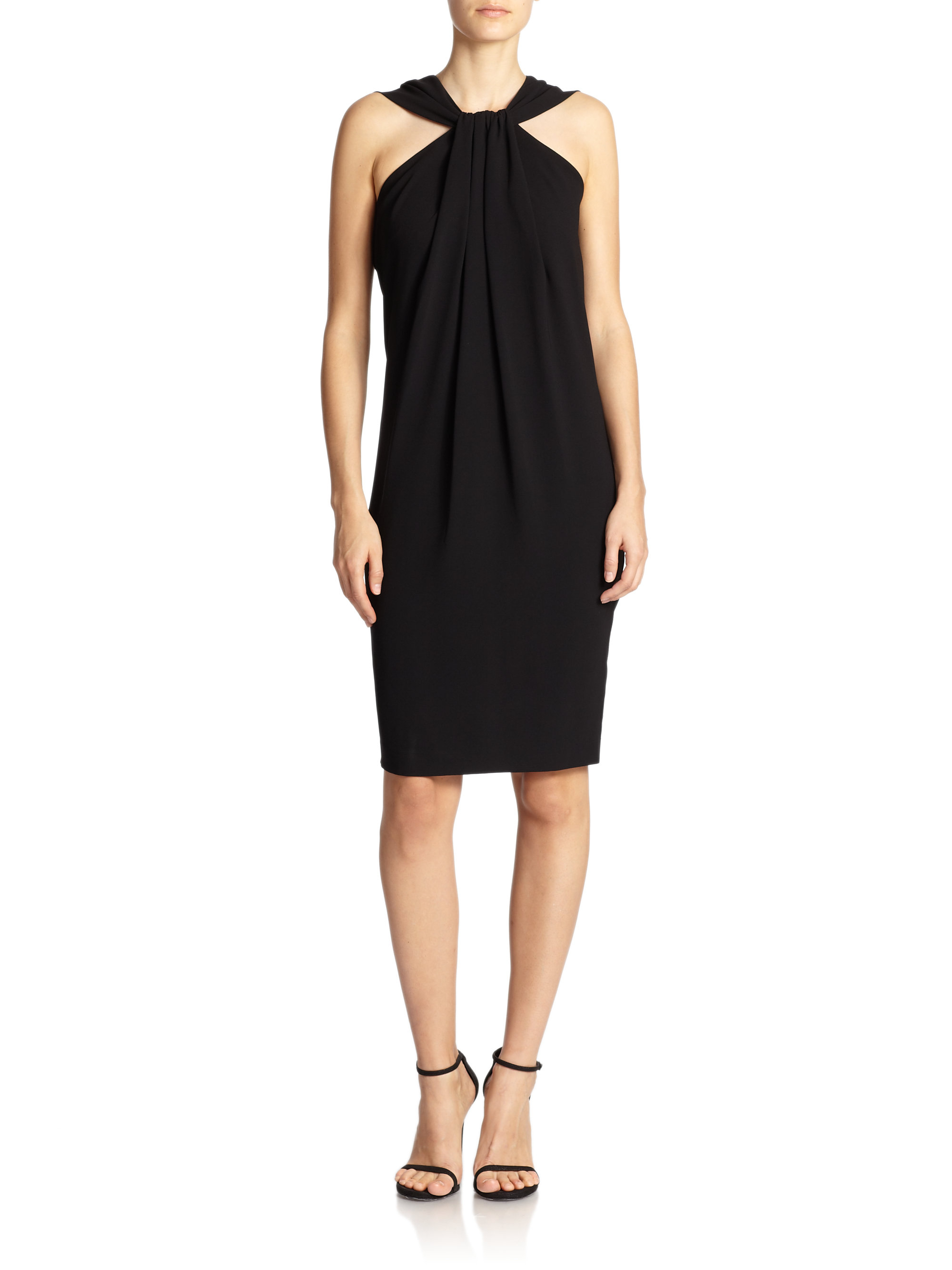 Lyst - St. john Halter Cocktail Dress in Black