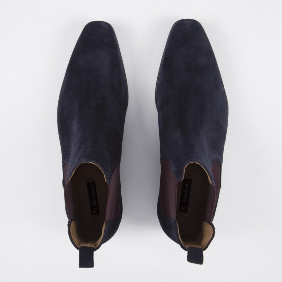 Paul smith Navy Calf Suede 'Falconer' Chelsea Boots in Blue for Men | Lyst