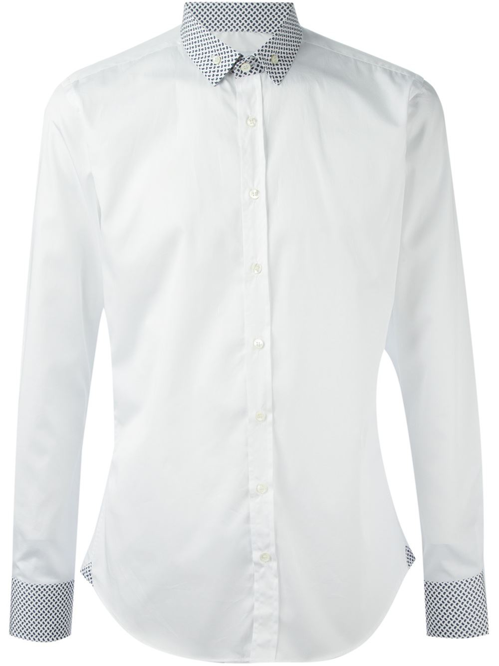 shirt with white collar and cuffs
