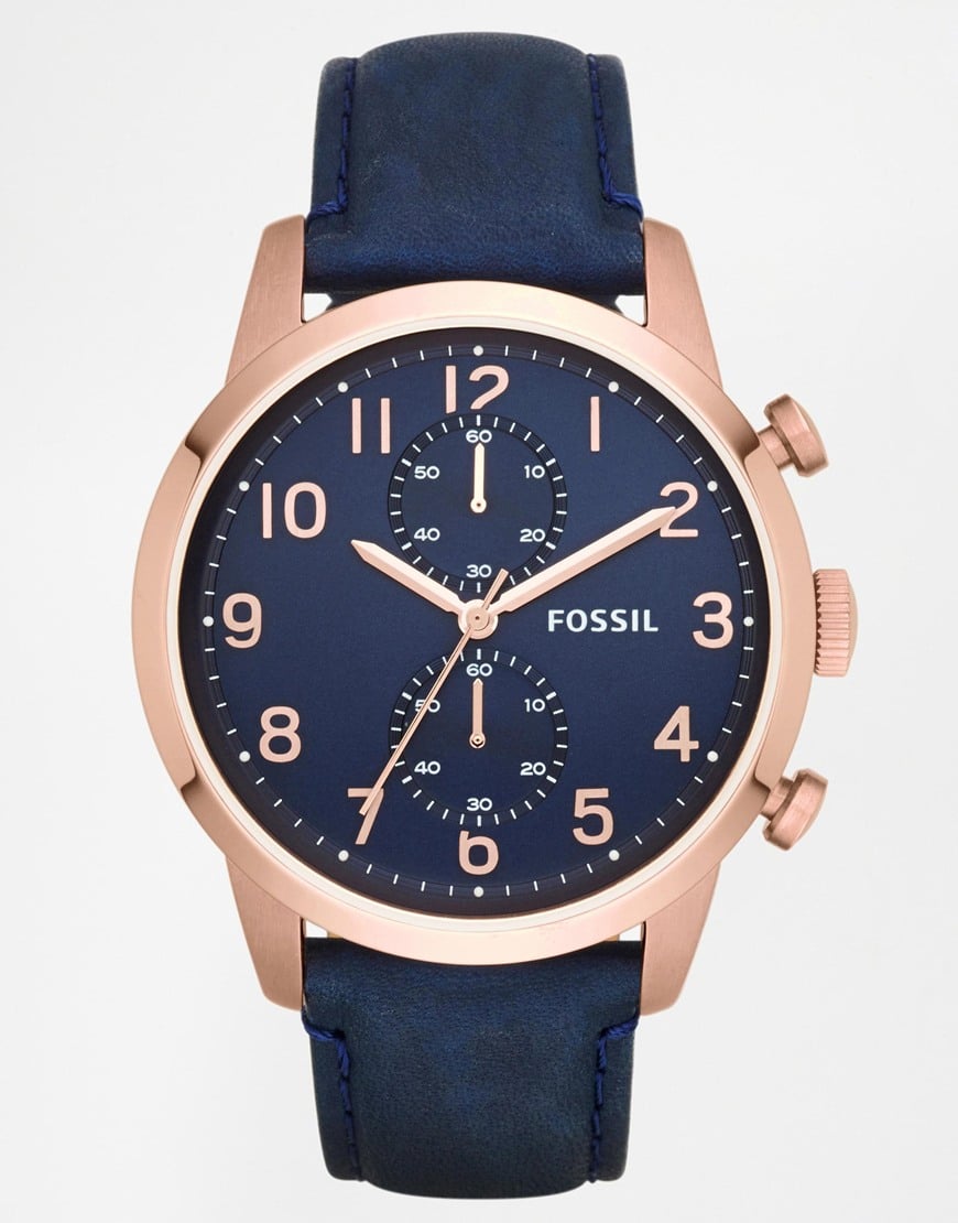 men's fossil belts uk Leather Watch Blue in Strap Fossil Townsman Fs4933