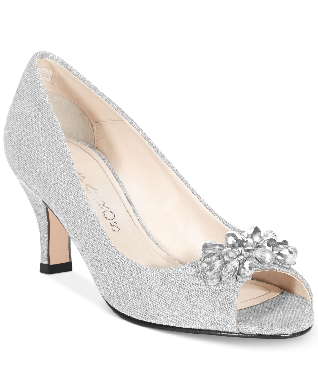 caparros silver evening shoes