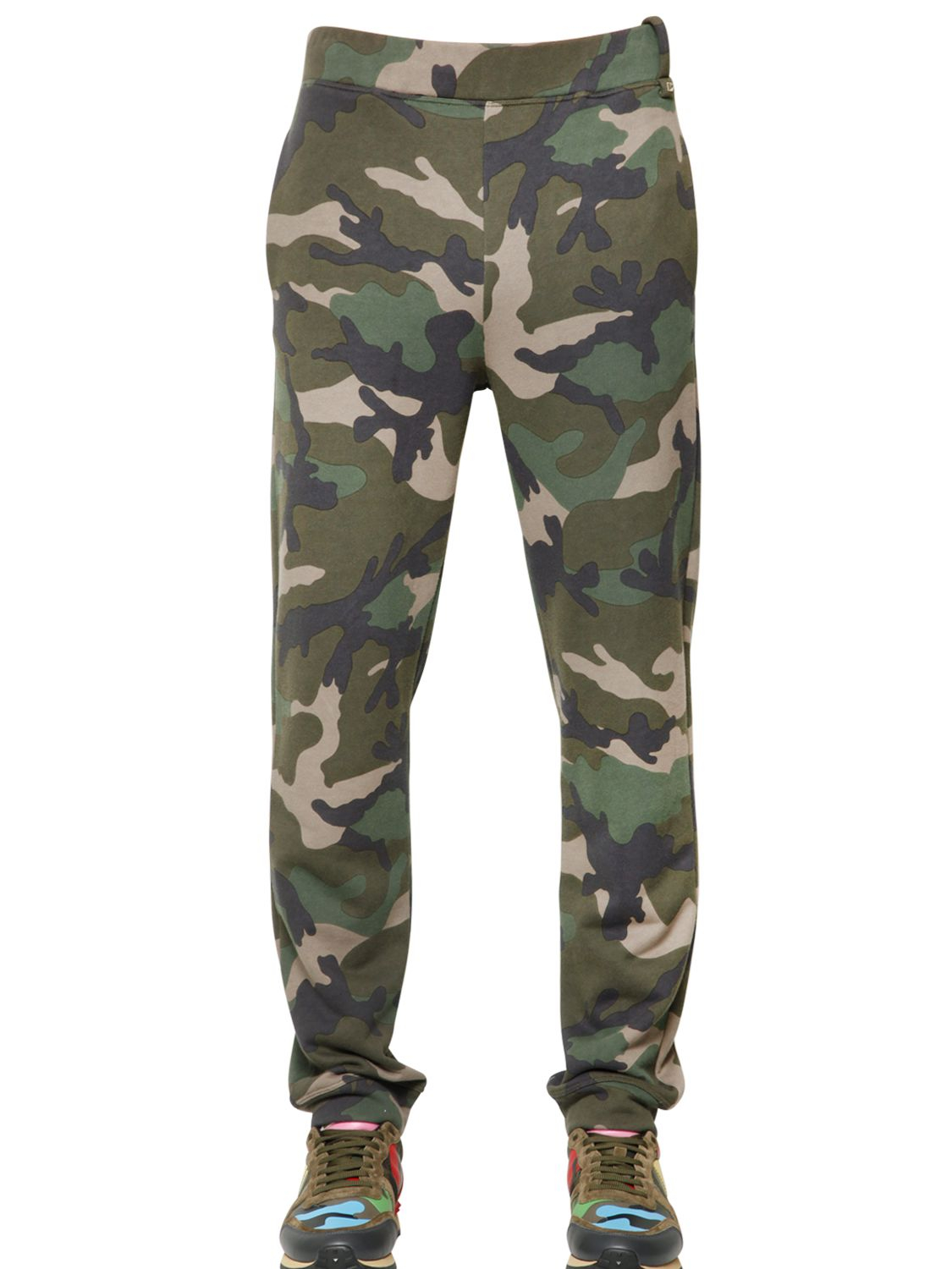 Valentino Camo Printed Cotton Jogging Pants in Green for Men | Lyst