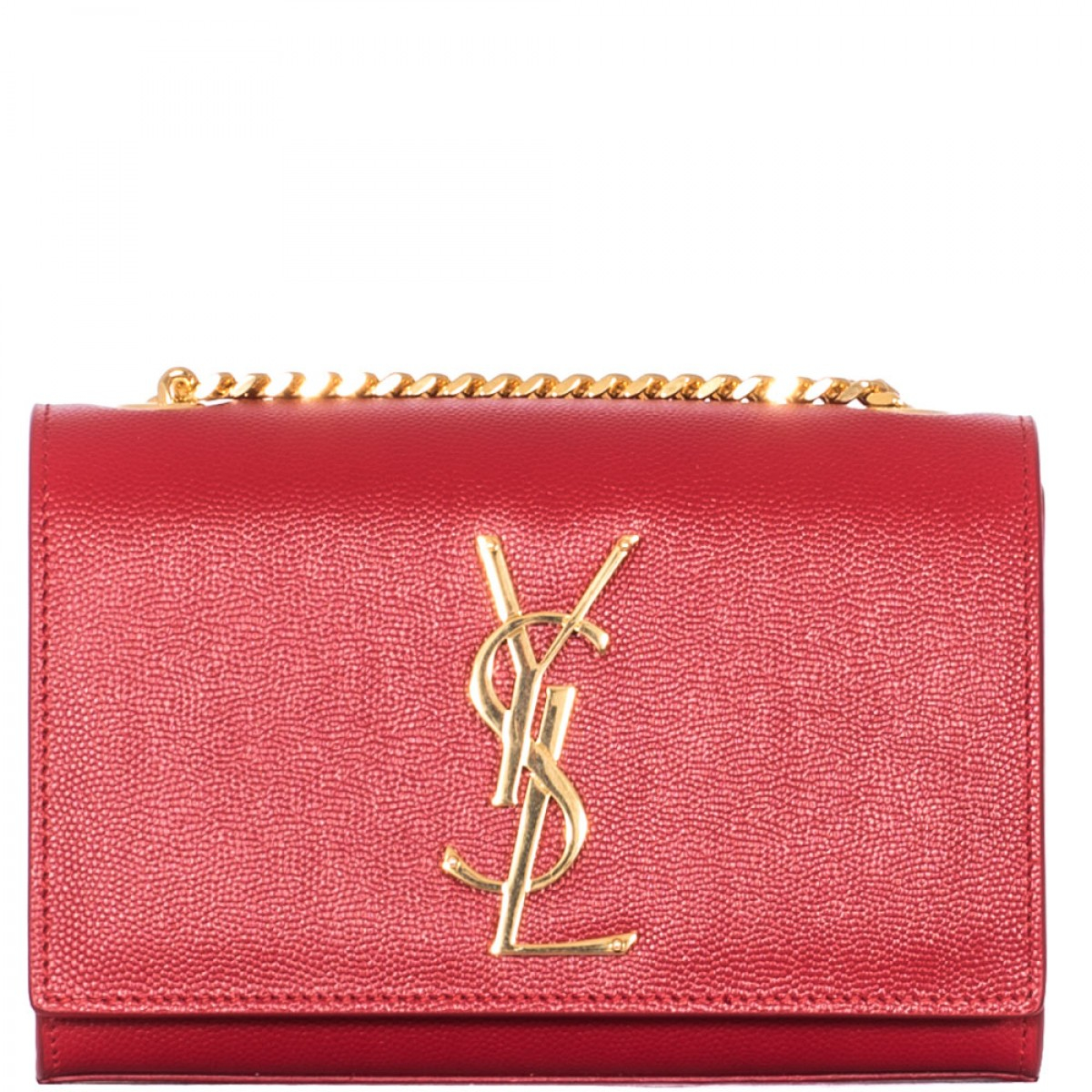 Saint laurent Small Monogram Leather Bag in Red | Lyst