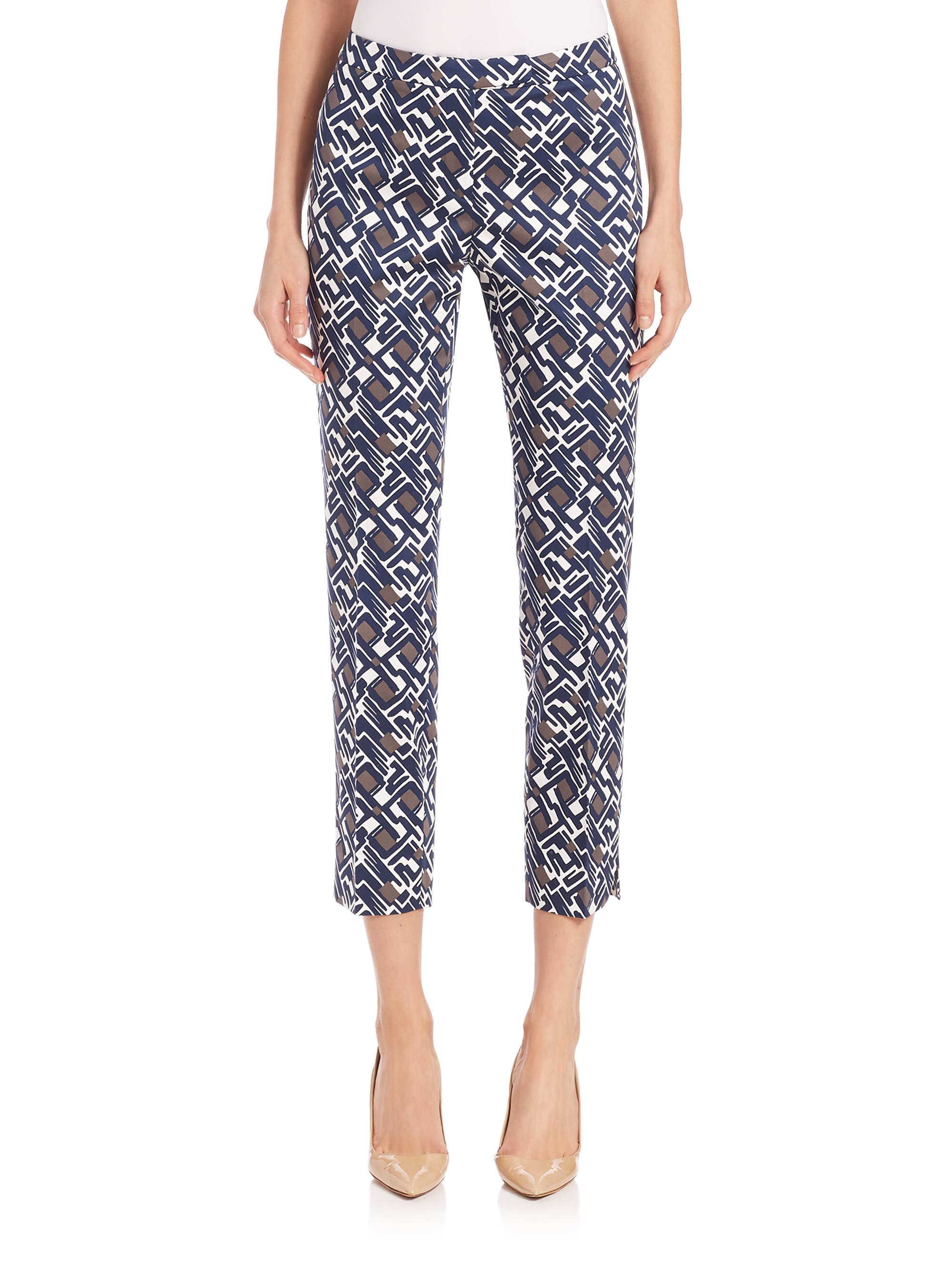 Lyst - Peserico Geometric-print Pants