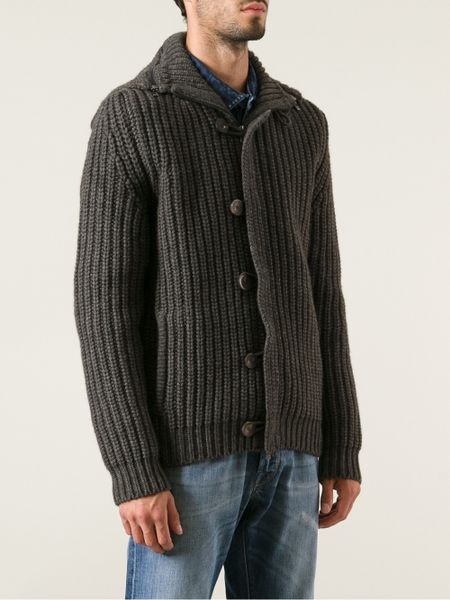Jacob Cohen Chunky Knit Cardigan in Gray for Men (grey) | Lyst